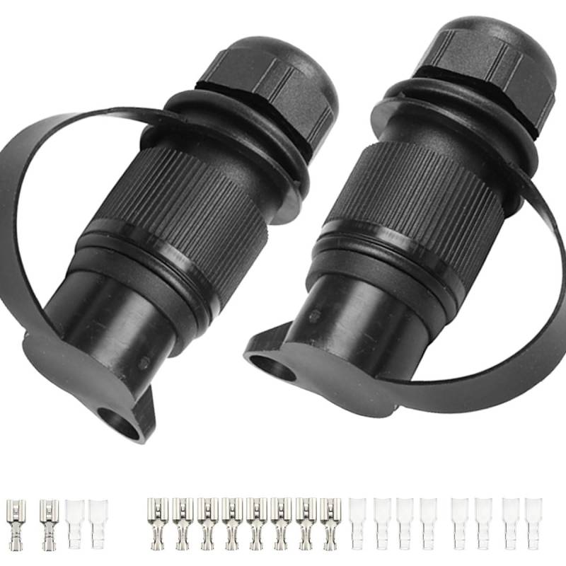 ETUKER 2X Anhänger Stecker 3polig Stecker Traktor 12v Dreipoliger Stecker 3 pol Landmaschinen Flach mit Isolierhülse Draht Crimpklemmenblock von ETUKER