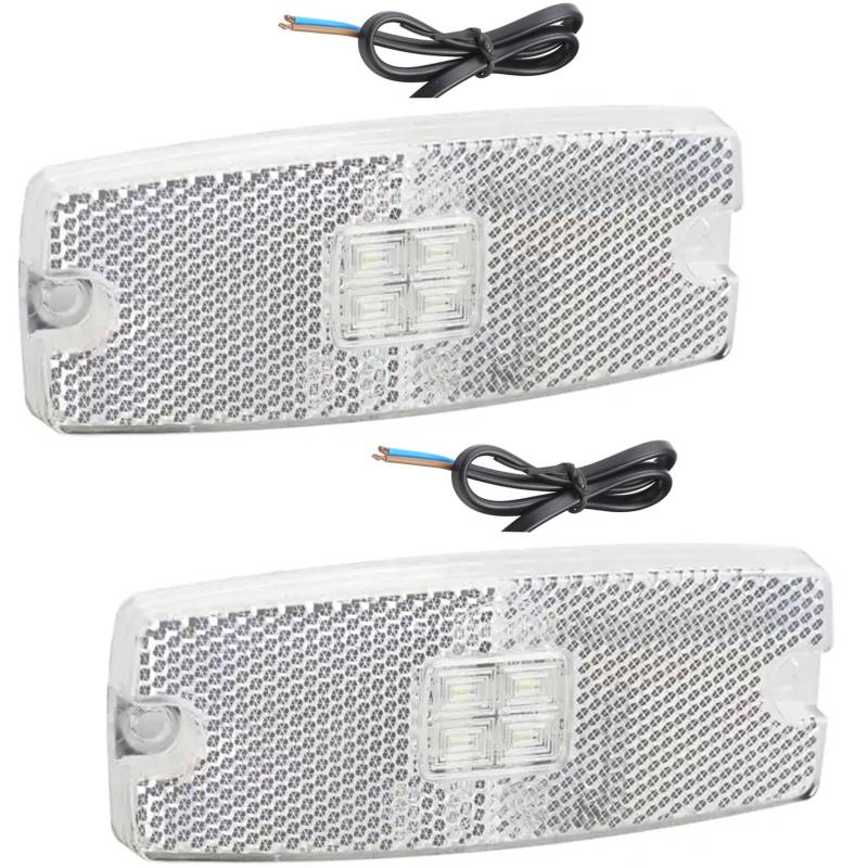 ETUKER 2x Weiß Seitenmarkierungsleuchten LED 10-30v ECE Wasserdicht Front Positionsleuchten Vorderlich Positionsanzeiger für Auto LKW Anhänger Van Wohnwagen von ETUKER