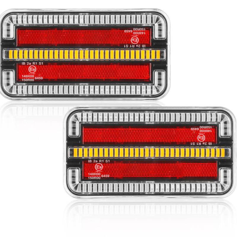 ETUKER 2xAnhänger Rückleuchten Led 4Funktion 12/24v Beleuchtung Anhänger Lichter Wasserdicht von ETUKER