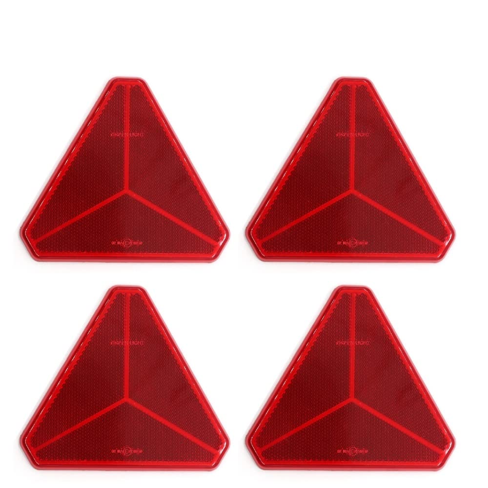 ETUKER 4 Pack Dreieck Selbstklebender roter Reflektor,Aufklappbares Dreieck Rückreflektoren Sicherheitsreflektierend, Pfostenreflektoren, Reflektoren für Torpfosten (rot) von ETUKER