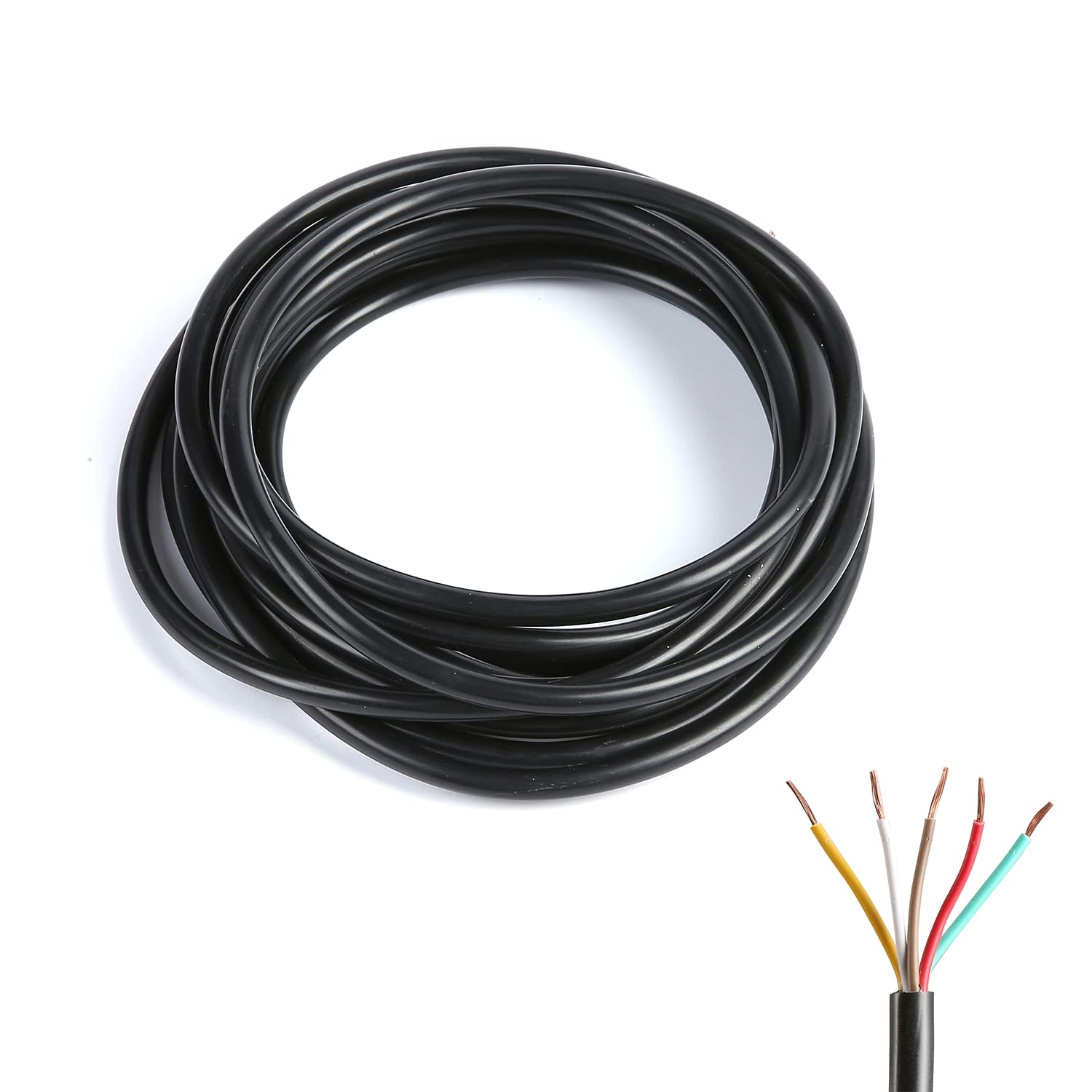 ETUKER 5 Pin 10m Anhänger Kabel,Autokabel Kabel rund,Automotive 5 Core Kabel,12AMP 0.65mm²,für Anhänger Caravan LED Rücklichter Verkabelung Verbinden von ETUKER