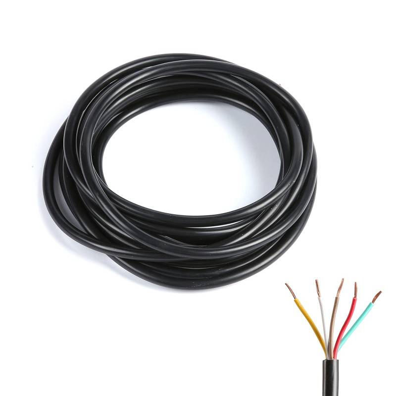 ETUKER 5 Pin 5m Anhänger Kabel,Autokabel Kabel rund,Automotive 5 Core Kabel,12AMP 0.65mm²,für Anhänger Caravan LED Rücklichter Verkabelung Verbinden von ETUKER