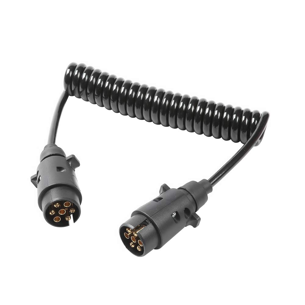 ETUKER Anhänger Verlängerungskabel 7 Polig, Anhängerkabel 7 Polig 12V Anhänger Verlängerungskabel Spiralkabel Adapter 2,5 Meter, Universal Anhänger/RV/Wohnwagen Kabel (2,5m Verlängerungskabel 7 polig) von ETUKER