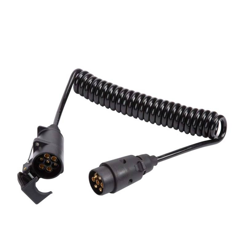 ETUKER Anhänger Verlängerungskabel 7 Polig, Anhängerkabel 7 Polig Mit Stecke, 12V Anhängersteckdose Kupplung Verlängerungskabel Spiralkabel Adapter 2 Meter, Universal Anhänger/RV/Wohnwagen Kabel von ETUKER