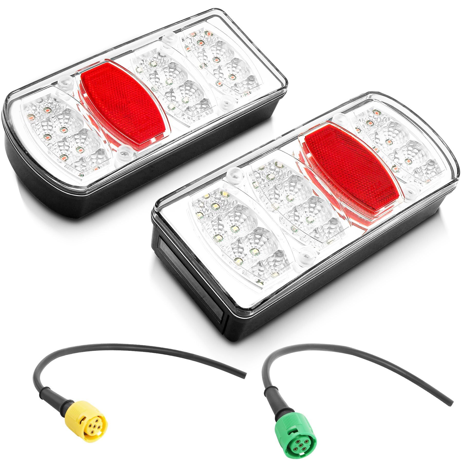 ETUKER LED Anhänger Rückleuchten Set 12/24v 7Funktion Anhänger Beleuchtung Verkabelt 5polig 30cm von ETUKER