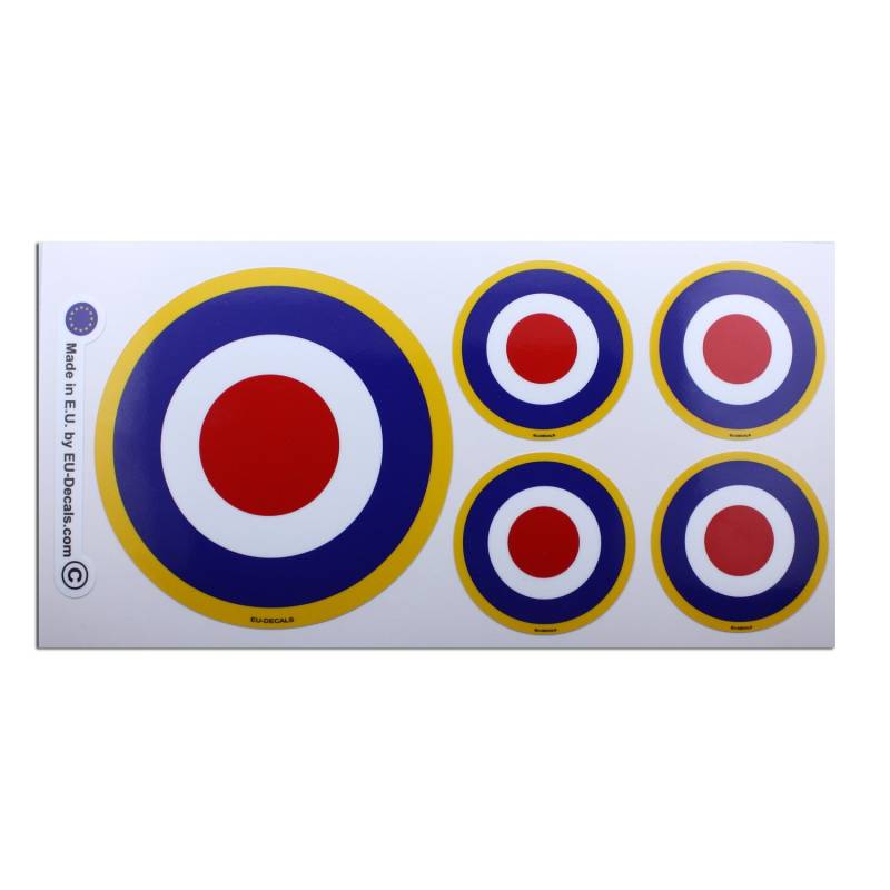 1 x 100 mm-4* & 4 x 50 mm RAF UK Air Force Mod laminierter Aufkleber für Helm, Auto, Fahrrad, Roller, MioVespa Collection von EU-Decals - MioVespa Collection