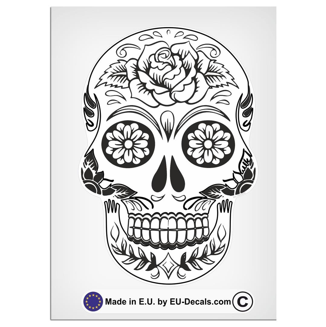 EU-Decals - MioVespa Collection 120 mm - 12,7 cm Sugar Skull Black and White Laminated Decal Sticker Sticker Mexican Spanish Mexico Day of the Dead Pic on Vespa von EU-Decals - MioVespa Collection