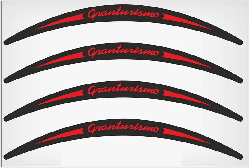 EU-Decals - MioVespa Collection Granturismo 4 x Felgenaufkleber lang rot auf schwarz für Vespa GT 200 250 Aufkleber laminiert von EU-Decals - MioVespa Collection