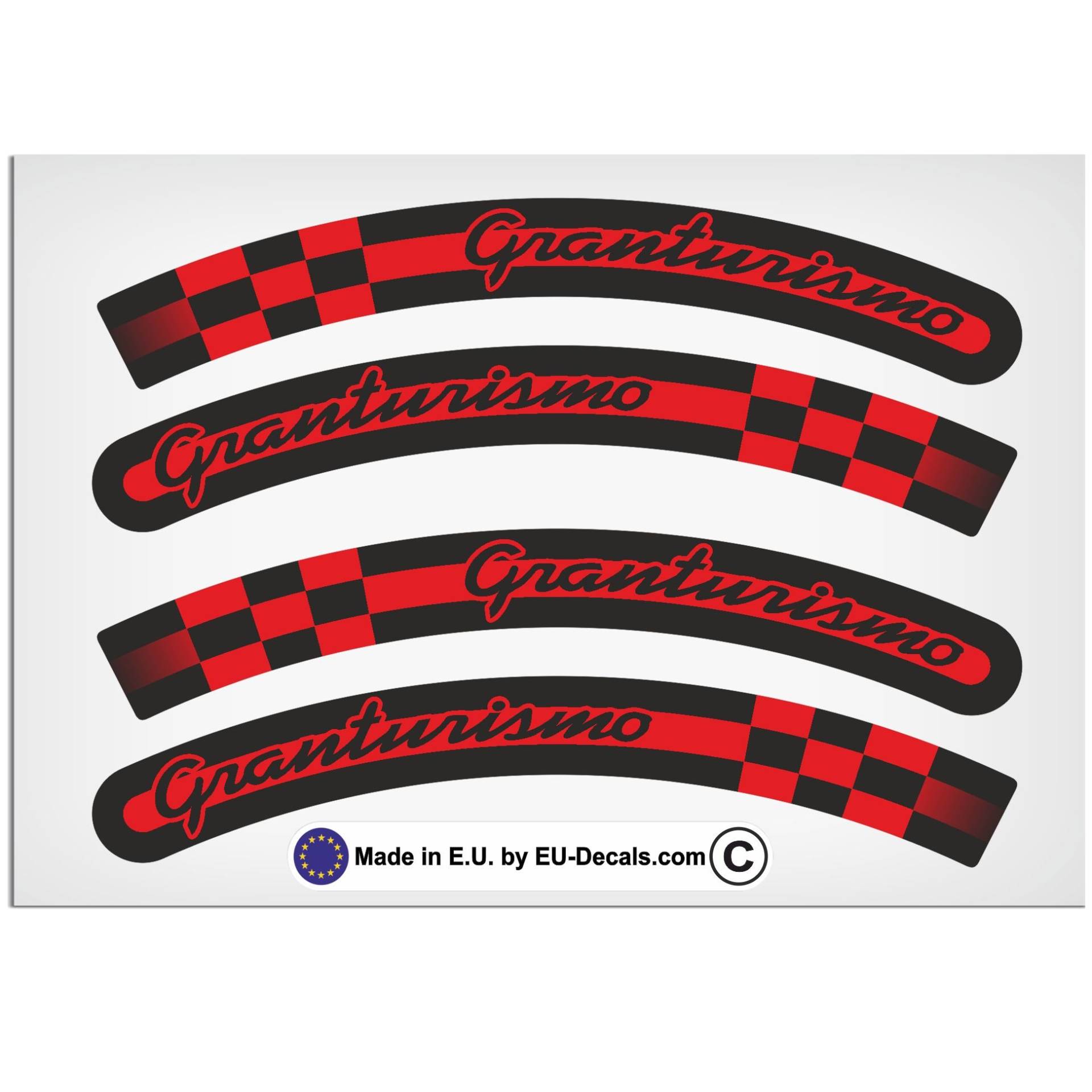 EU-Decals - MioVespa Collection Granturismo 4 x L&R Felgenaufkleber rot auf schwarz für Vespa GT 200 250 Aufkleber laminiert von EU-Decals - MioVespa Collection