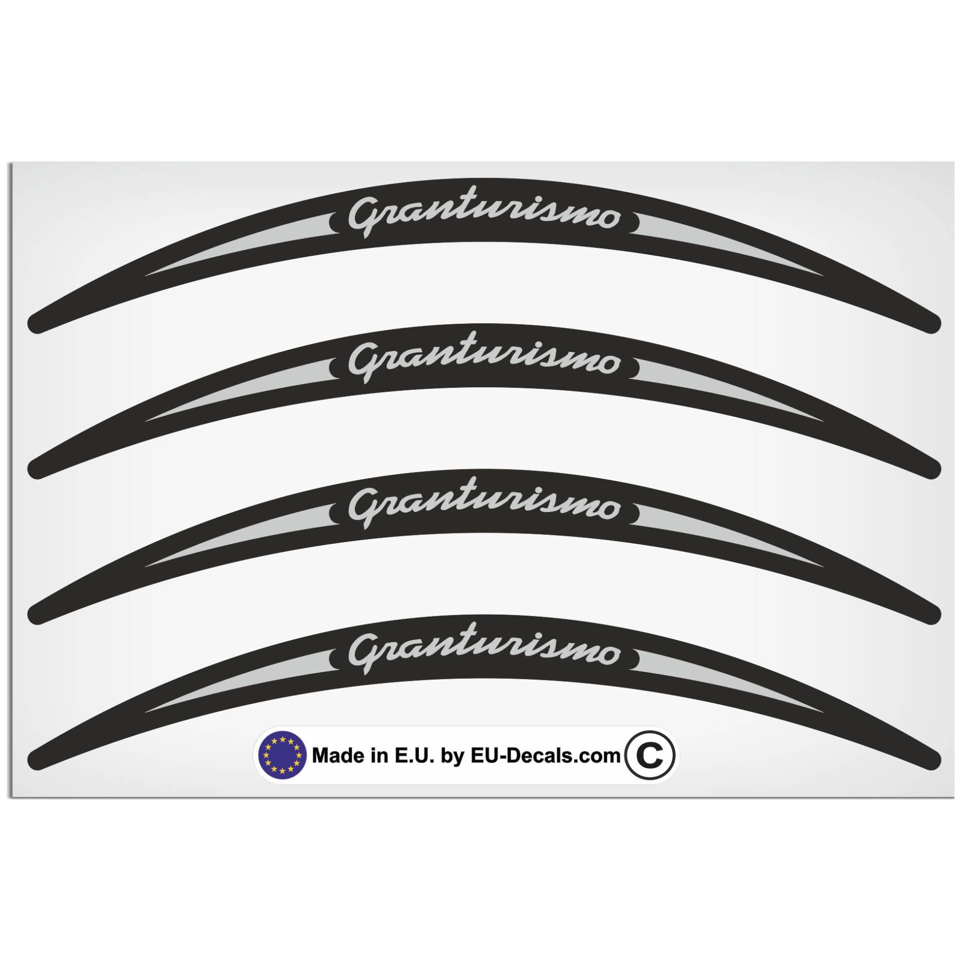 EU-Decals - MioVespa Collection Granturismo Felgenaufkleber, lang, Grau auf Schwarz, für Vespa GT 200 250 Aufkleber, laminiert, 4 Stück von EU-Decals - MioVespa Collection