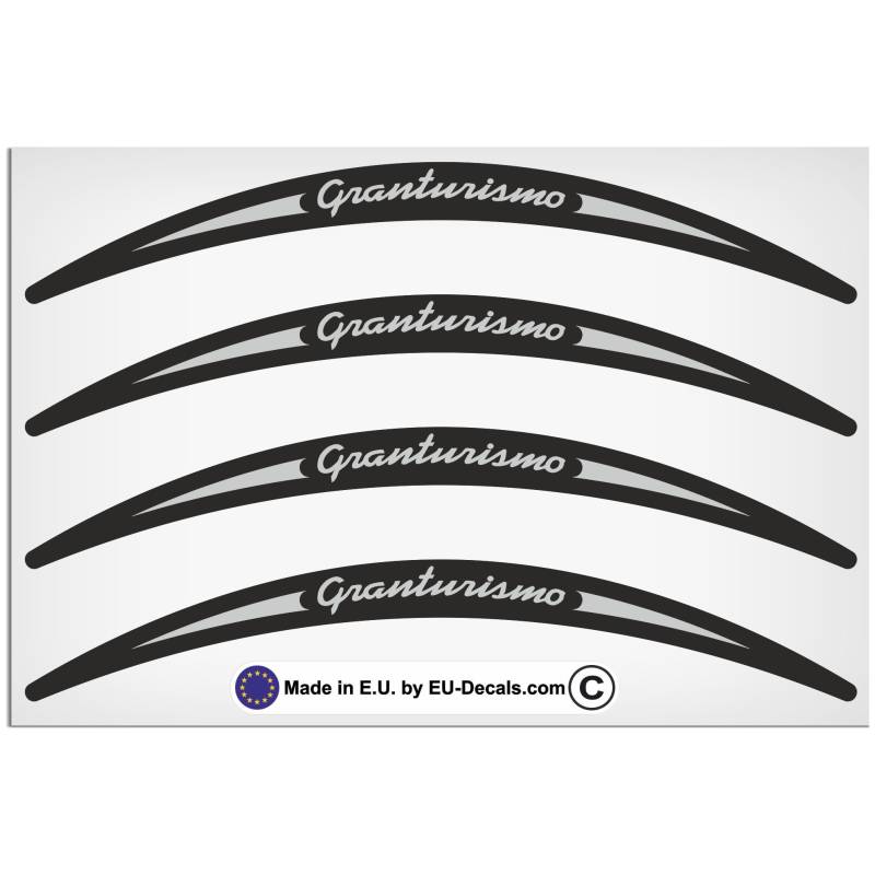 EU-Decals - MioVespa Collection Granturismo Felgenaufkleber, lang, Grau auf Schwarz, für Vespa GT 200 250 Aufkleber, laminiert, 4 Stück von EU-Decals - MioVespa Collection