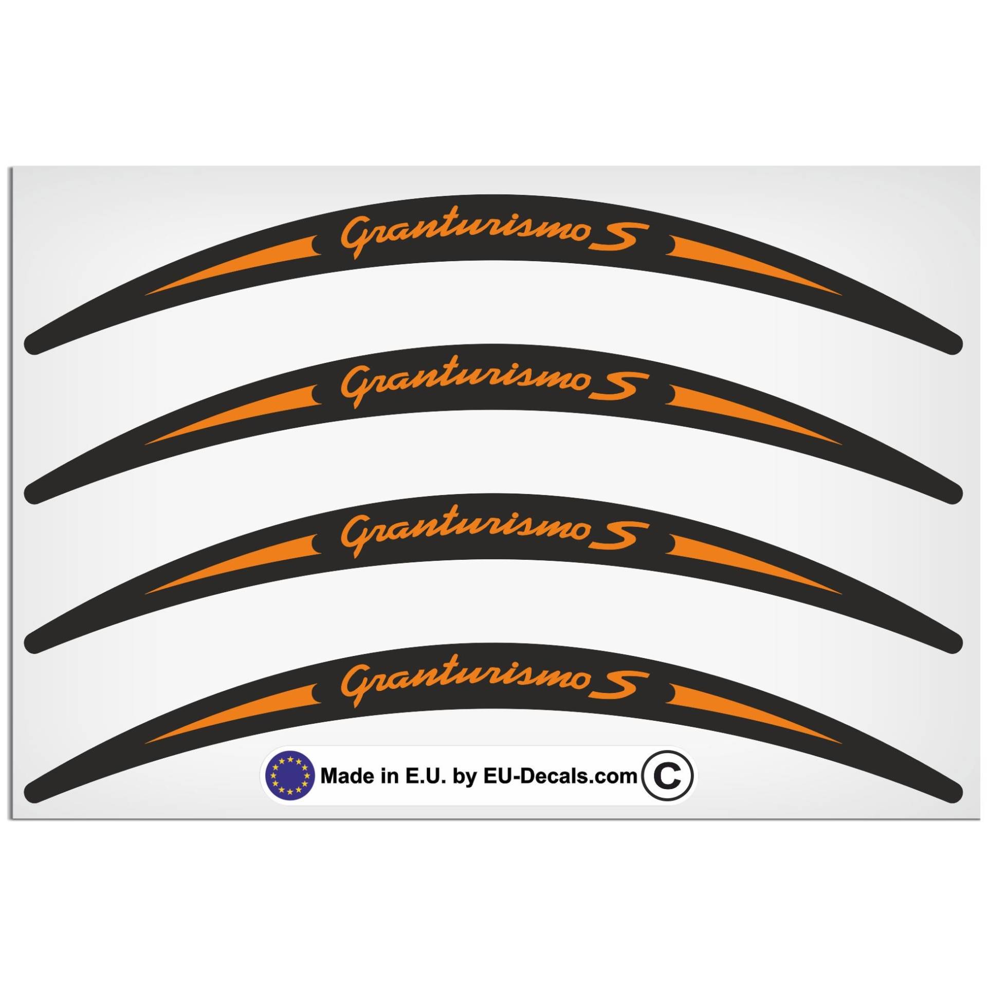 EU-Decals - MioVespa Collection Granturismo S 4X Felgenrandaufkleber lang orange auf schwarz für Vespa GTS 300 Super Sport Aufkleber laminiert von EU-Decals - MioVespa Collection