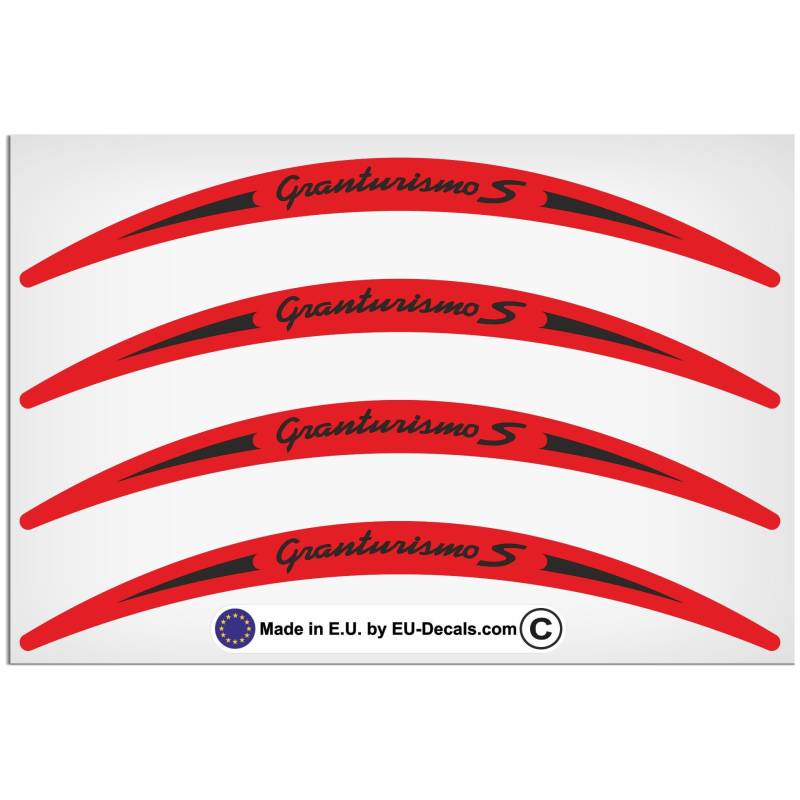 EU-Decals - MioVespa Collection Granturismo S 4X Felgenrandaufkleber lang schwarz auf rot für vespa GTS 300 Super Sport Aufkleber laminiert von EU-Decals - MioVespa Collection