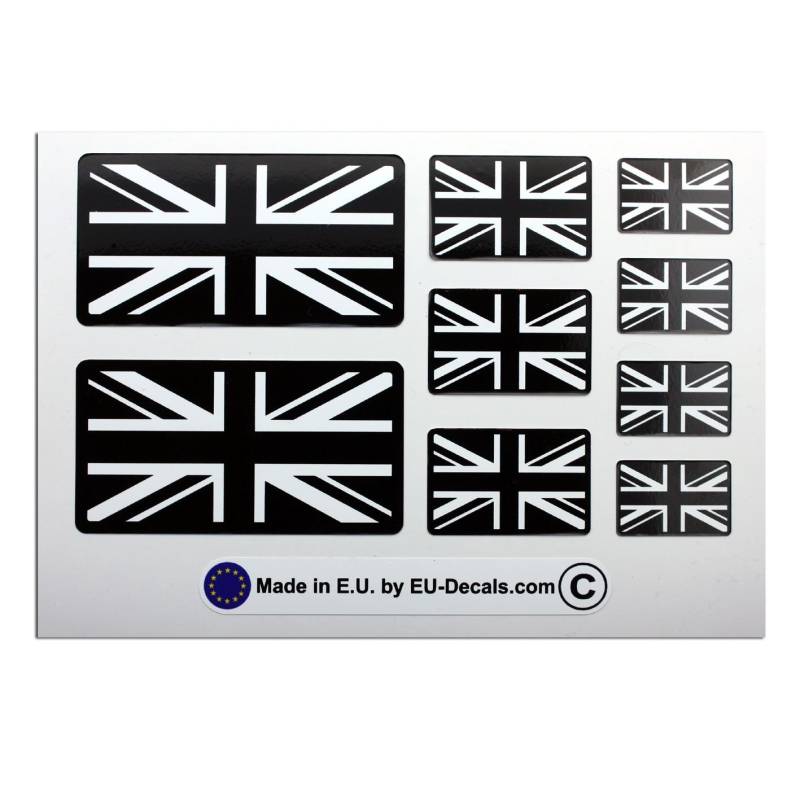 MioVespa Collection UK Union Jack Flaggen in Schwarz und Weiß, laminiert, 9 Stück von Homry