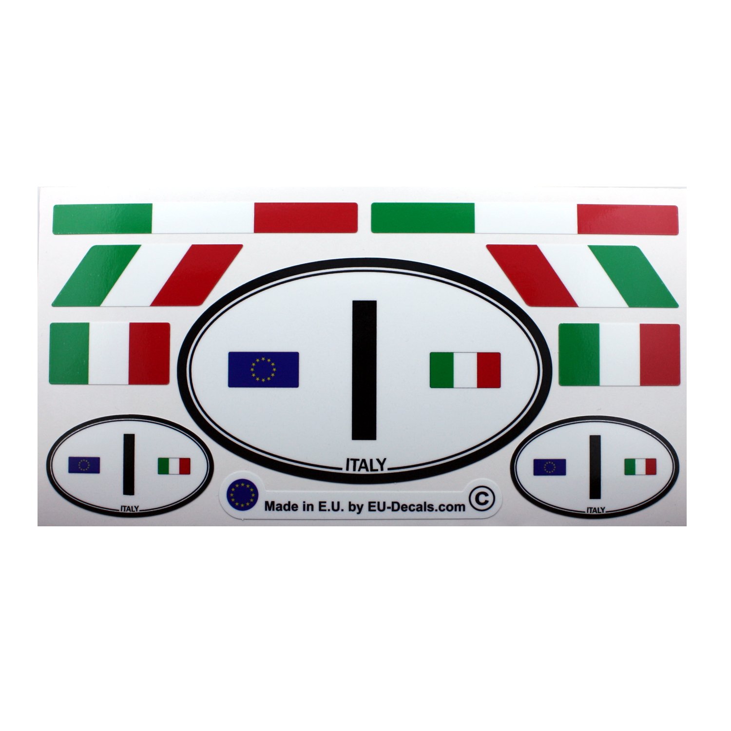 Set mit 9 italienischen Flaggen & Italien I Auto Landschild, laminierte Aufkleber, MioVespa Kollektion von EU-Decals - MioVespa Collection