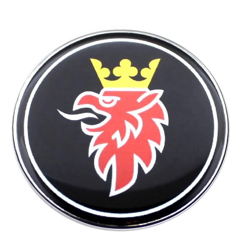 EU-Decals 32 mm SAAB Black Griffin Chrome Lenkrad Emblem Gewölbt 3D Aufkleber Selbstklebende Rückseite 9-3 von EU-Decals