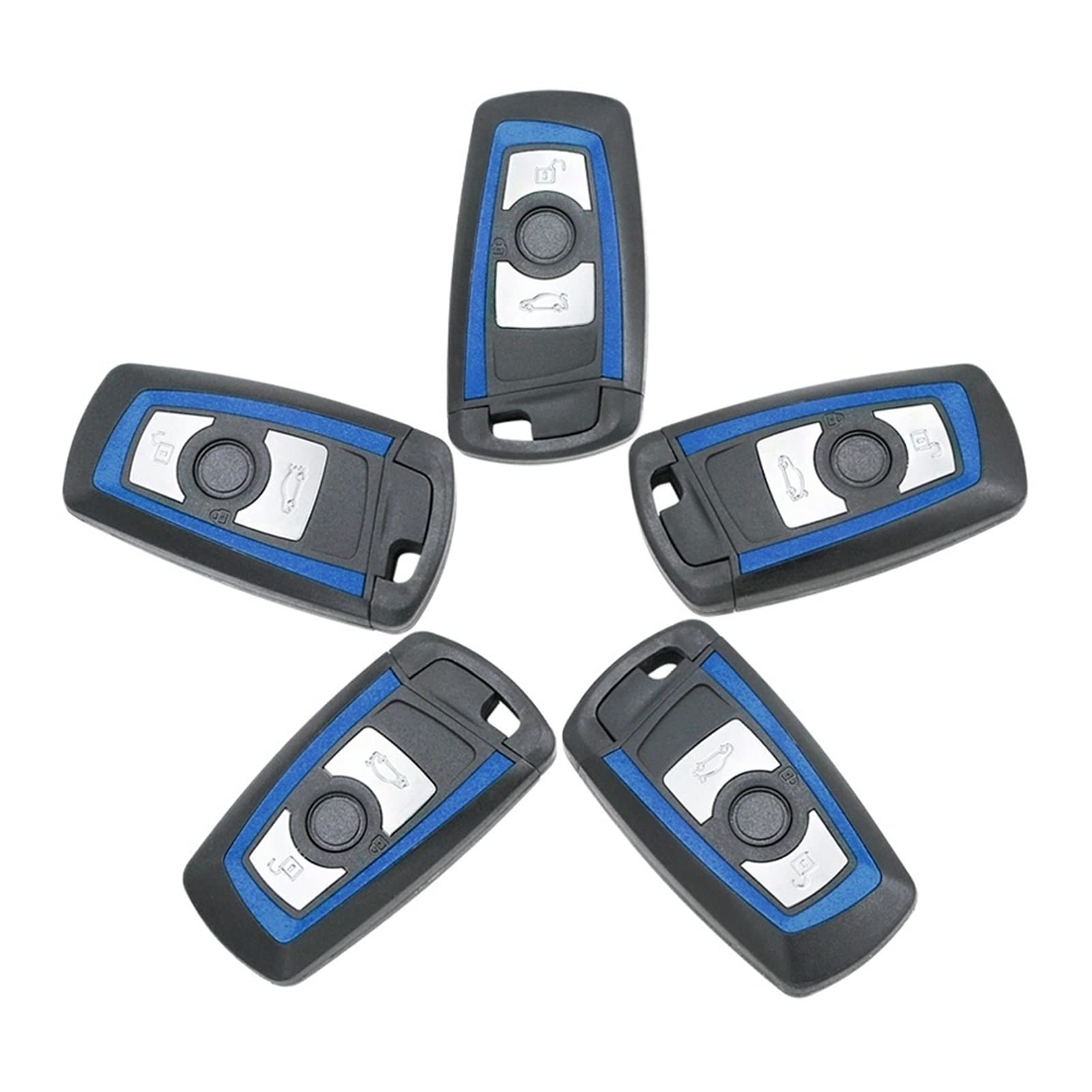 EUETVEXERK 5pcs / Lot 3-Taste Smart Remote Key Shell Case kompatibel for BMW CAS4 F 1 3 5 7 Serie 2009-2016. FCC-ID: YGOHUF5662 for blauem Rand. Schlüsseletui von EUETVEXERK