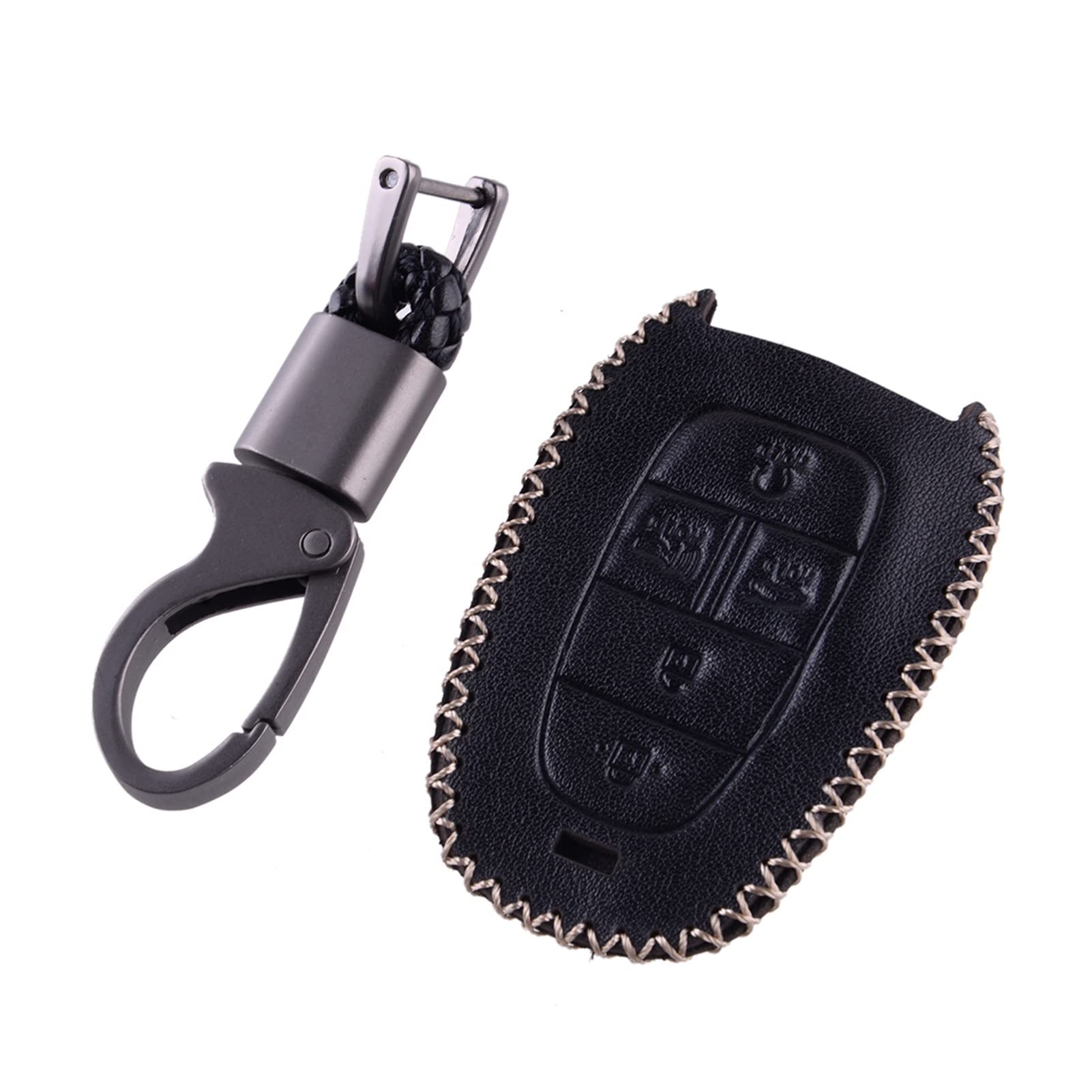 EUETVEXERK Black Car Leder 5 Tasten Remote Key Case Fob Cover Kompatibel for Hyundai kompatibel for Sonate 2020 2021 Schlüsseletui von EUETVEXERK