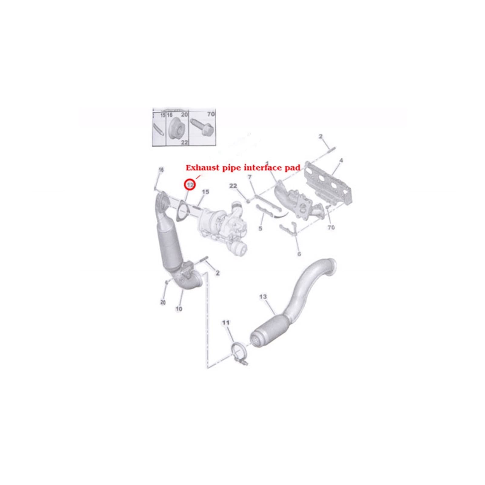 EUETVEXERK Drei-Wege-Katalysator-Schnittstellenkissen-Auspuffrohr-Schnittstellen-Pad Fit for Peugeot 408/508 / C5 / 3008 / c4l 1.6t Auspuffdichtung von EUETVEXERK