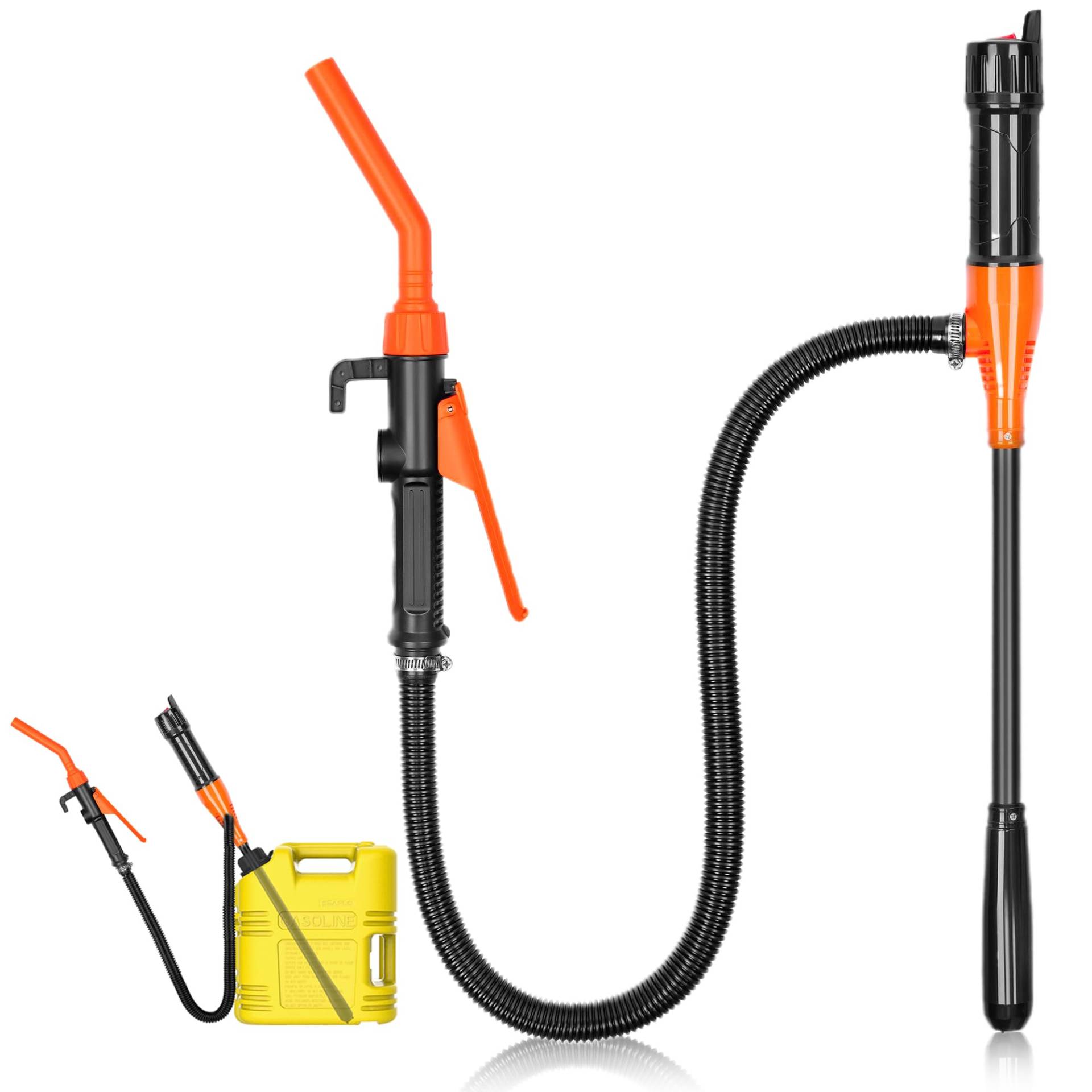 Elektrische Benzinpumpe Batteriebetriebene Flüssigkeitstransferpumpe Siphon Pumpe Batteriepumpe Kanisterpumpe Automatische Absaugung Pumpe für Benzin (Orange) von EUIOOVM