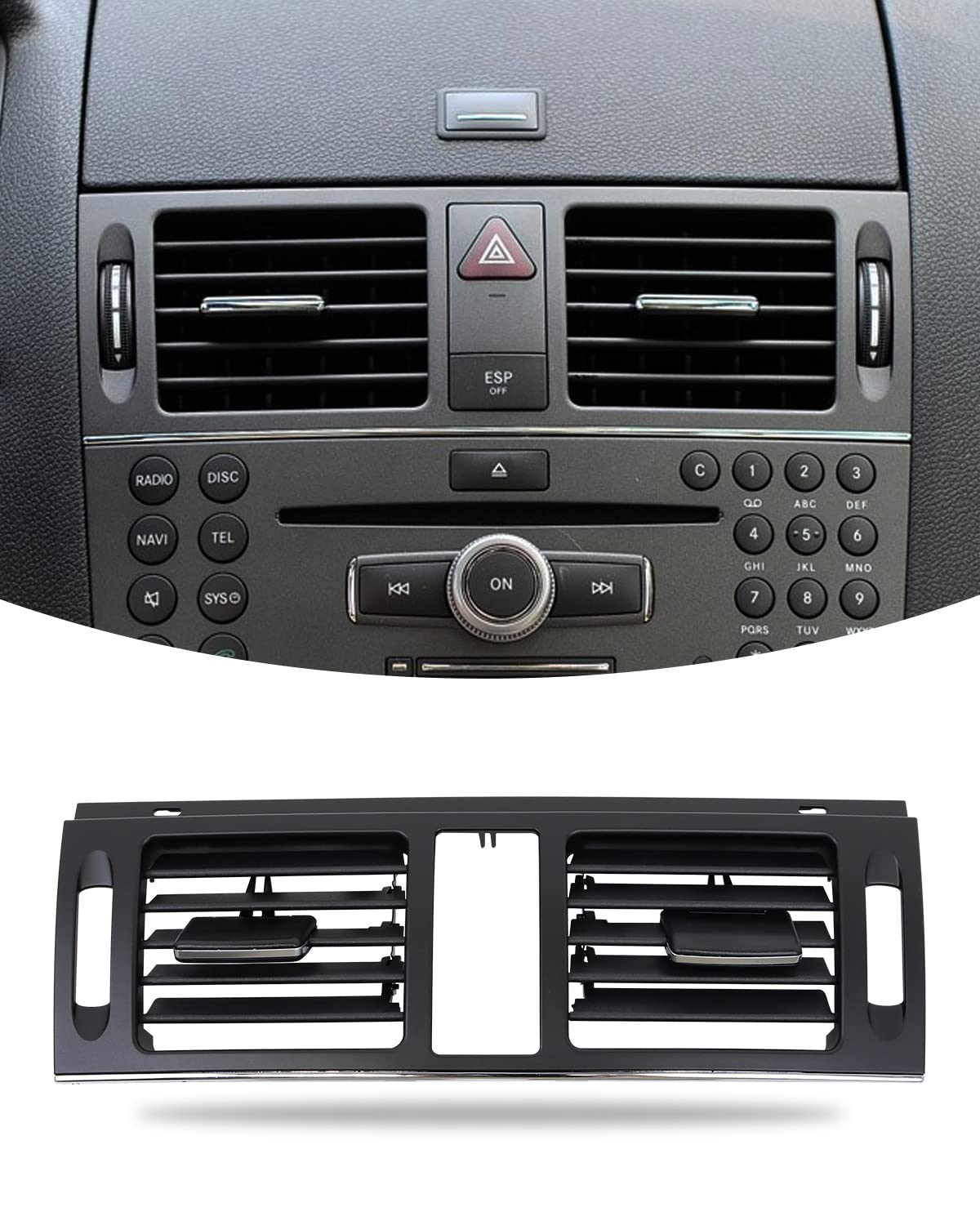 Front Center Air Grill Outlet Cover, AC Vent Grille Outlet Cover Panel Ersatz für C-Klasse W204 C300 C350 C180 AMG von EULIMBQS