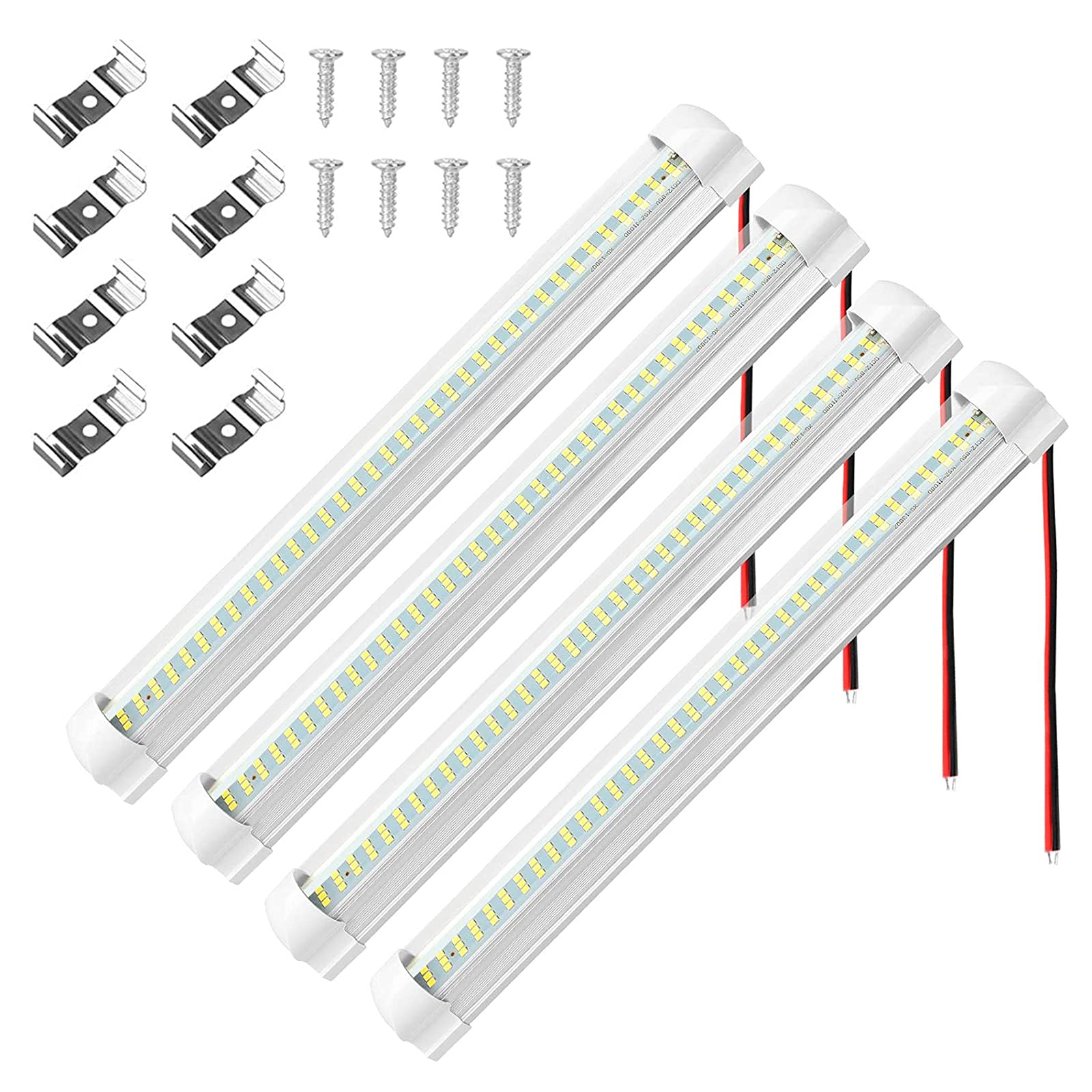 EUNEWR 4x 108 LED Innenraumbeleuchtung 12V 4W LED Leiste für Camping Lager Keller Van Bus LKW Boot Wohnmobil, Unterbauleuchte Küche LED Röhre, Kaltweiß Lichter von EUNEWR