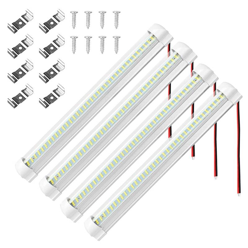 EUNEWR 4x 108 LED Innenraumbeleuchtung 12V 4W LED Leiste für Camping Lager Keller Van Bus LKW Boot Wohnmobil, Unterbauleuchte Küche LED Röhre, Kaltweiß Lichter von EUNEWR