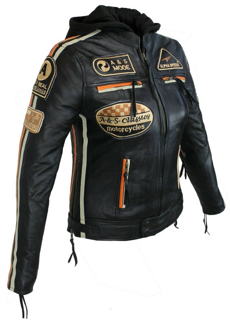 EURO STARS Damen Motorrad & Freizeit Lamm Leder Jacke Schwarz, Biker Ladies Leather jacket black (XL, Schwarz) von EURO STARS