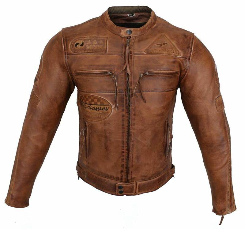 EURO STARS Herren Motorradjacke Highway 11 Lamm Leder Braun mit Protektoren, Herren Biker Lederjacke, Motorrad Lederjacke, Herren Jacke (2XL, Braun) von EURO STARS