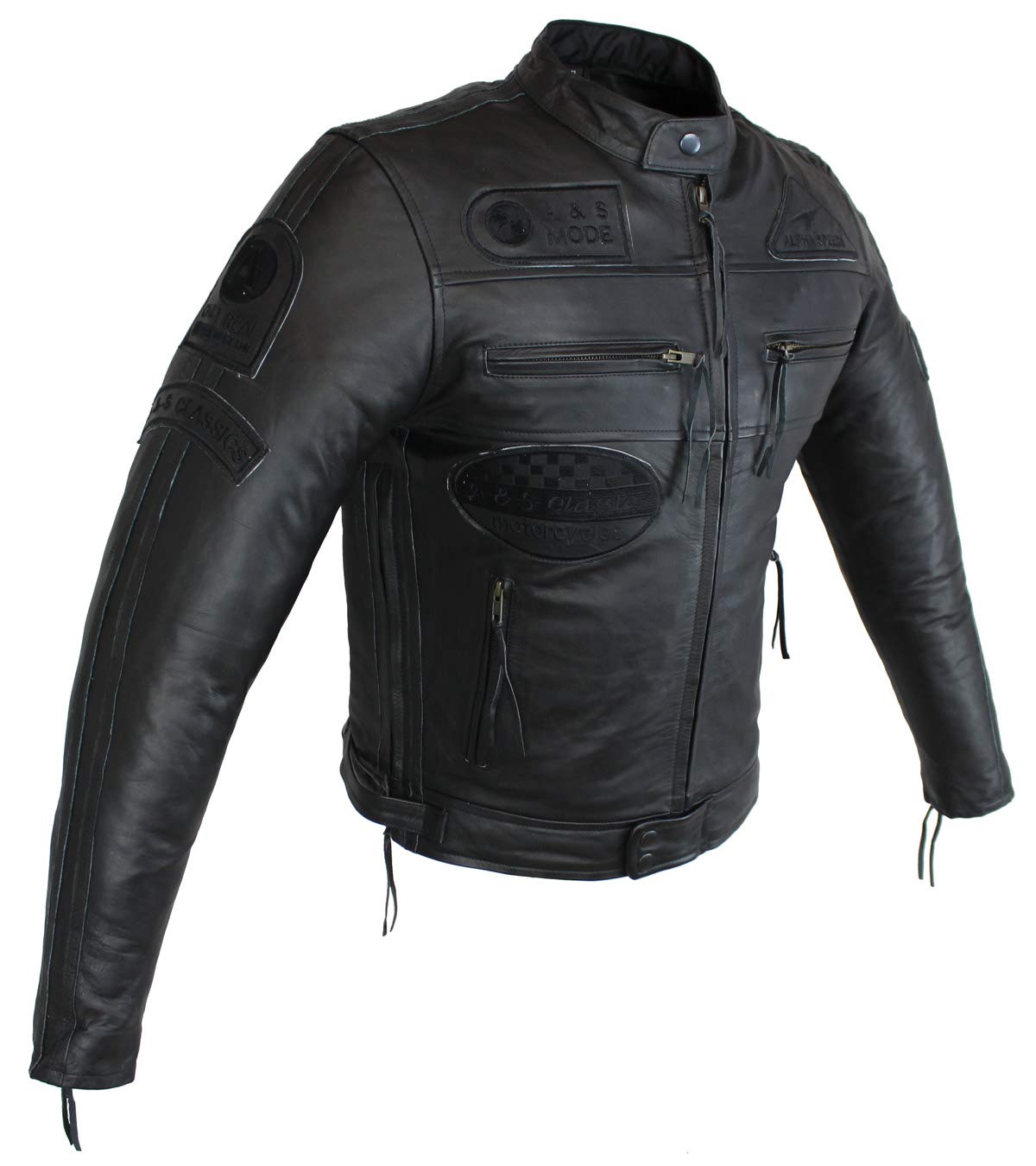 EURO STARS Herren Motorradjacke Highway 11 Lamm Leder Schwarz mit Protektoren, Herren Biker Lederjacke, Classic Lederjacke, 3XL, Schwarz von EURO STARS