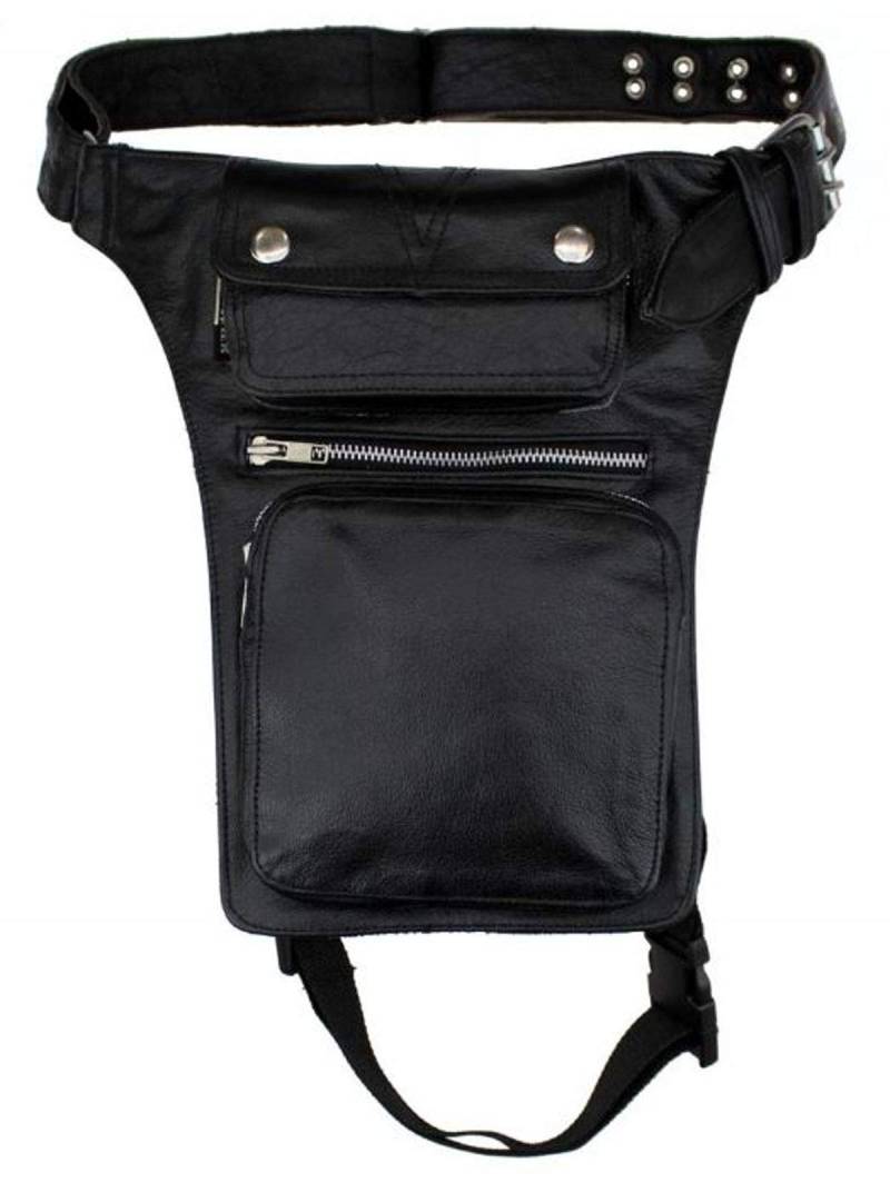 EURO STARS Leder Beintaschen Schwarz, Leather leg bag black von EURO STARS