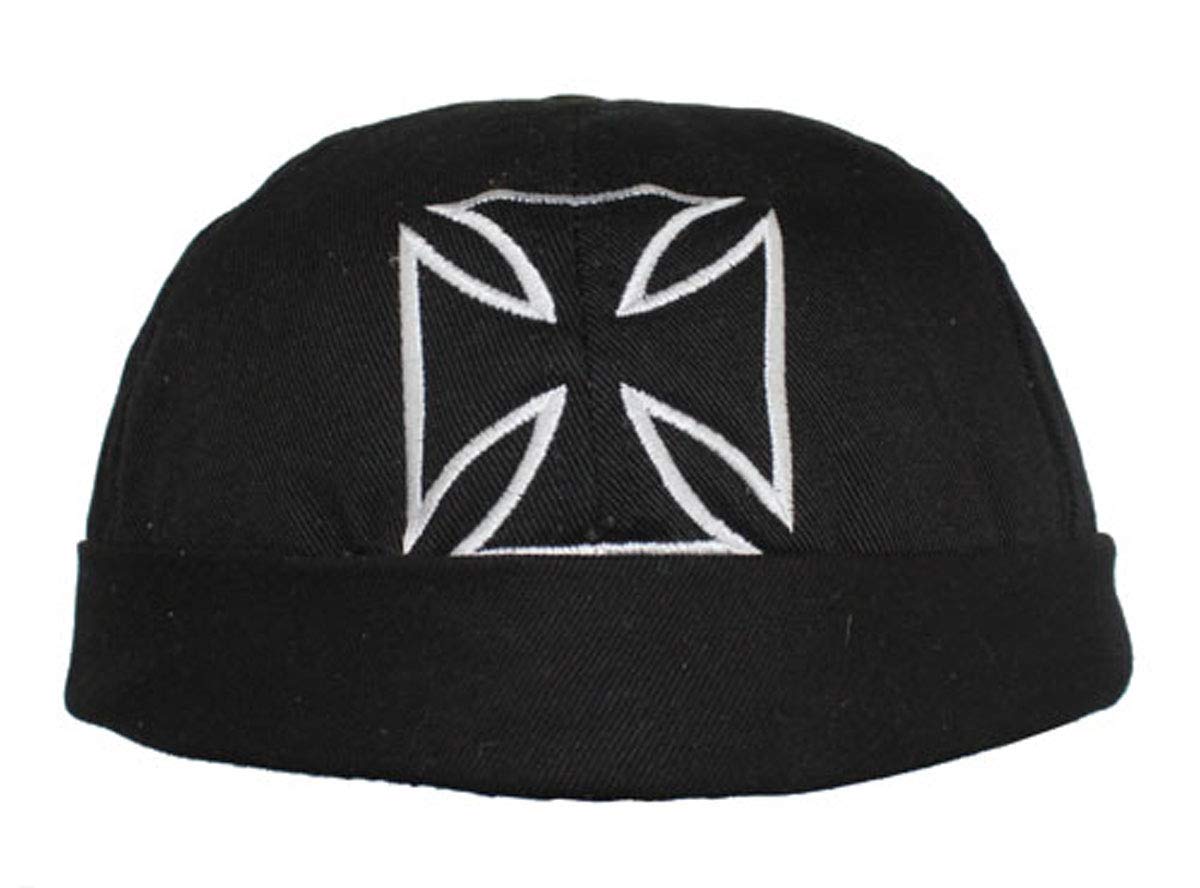 EURO STARS Motorrad Textil Cap ohne Schirm mit Iron Cross Motiv Mütze Docker Cap Trucker Biker Schwarz von EURO STARS