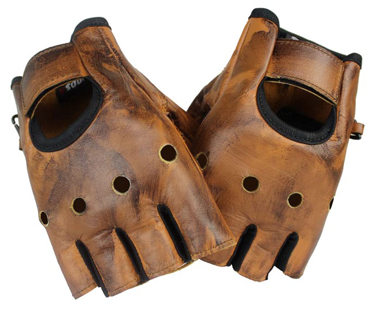 EURO STARS Motorradhandschuhe Biker Fingerlose Handschuhe Braun, Handschuhe für Motorrad, Fahrrad, Auto, Klettern und Camping Outdoor(2XS, König Brown) von EURO STARS