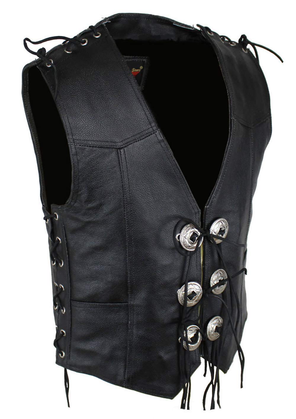 Kanchoo Lederweste mit Doppel Setien Schnür, Biker Leder Kutte, Custom Vintage Lederweste, Men's Biker Club Leather Vest, Größen XS bis 5XL (XL, Black) von EURO STARS