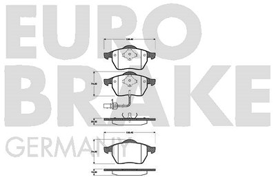 Eurobrake Bremsbeläge vorne (Satz) mit VWK [Hersteller-Nr. 5502222555] für Ford, Seat, VW von EUROBRAKE