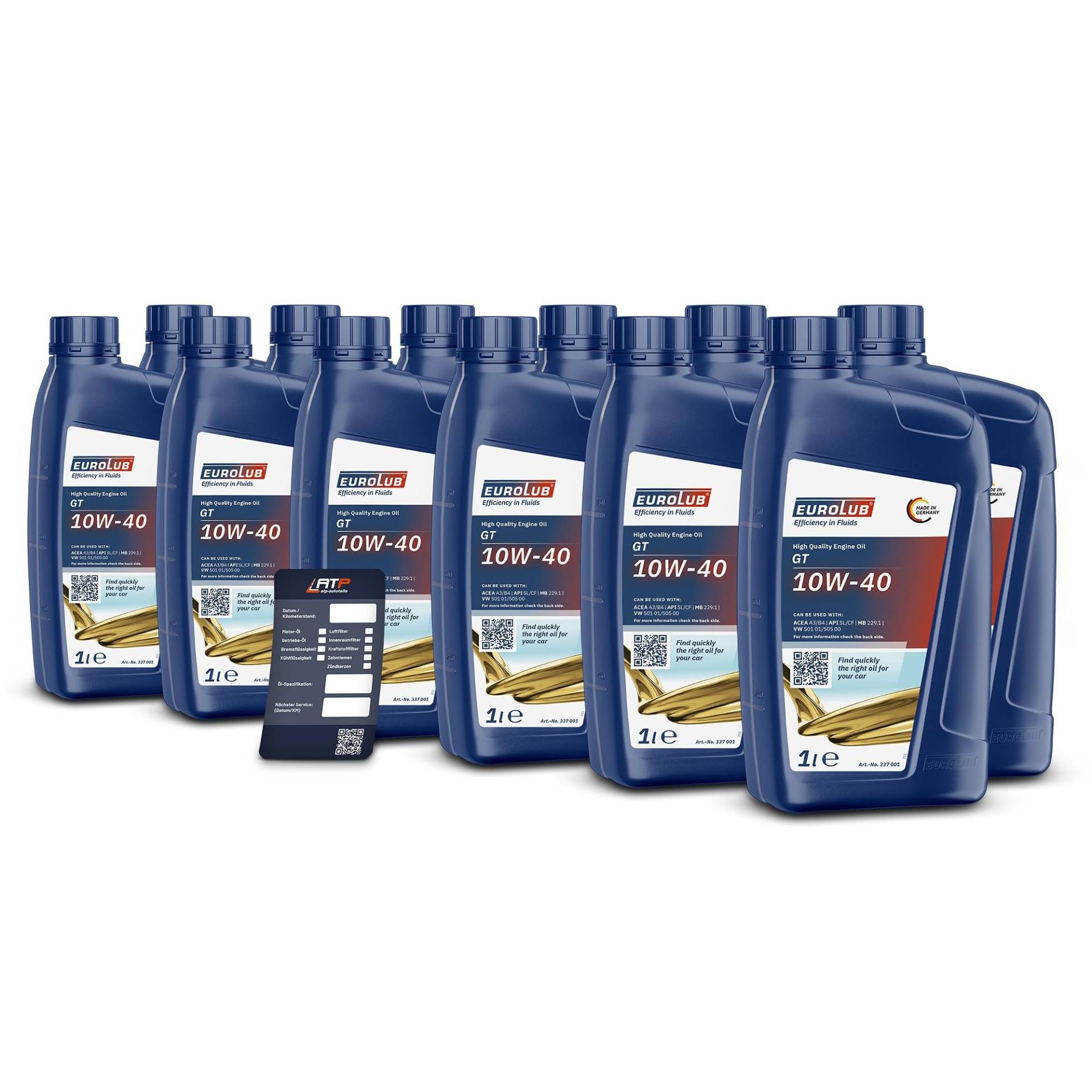 12x 1 L LITER EUROLUB GT SAE 10W/40 MOTOR-ÖL MOTOREN-ÖL 32121378 von EUROLUB