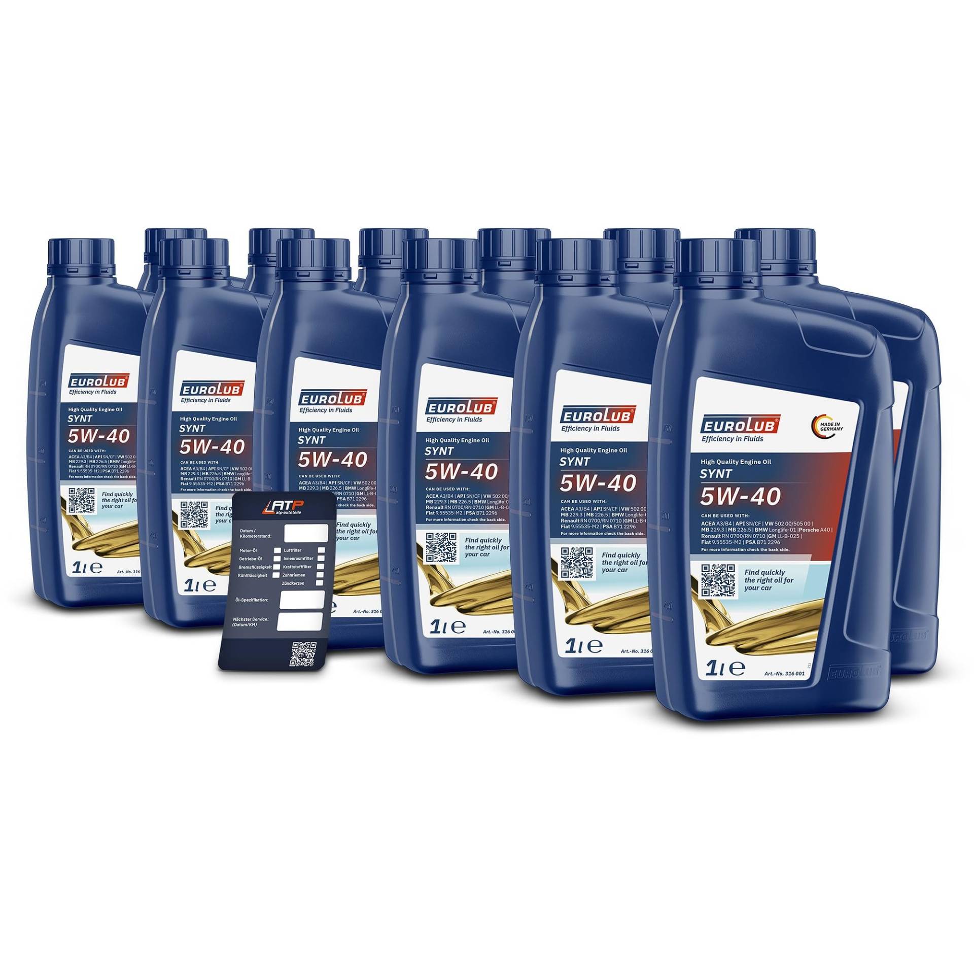 12x 1 L LITER EUROLUB SYNT SAE 5W/40 MOTOR-ÖL MOTOREN-ÖL 32123137 von EUROLUB