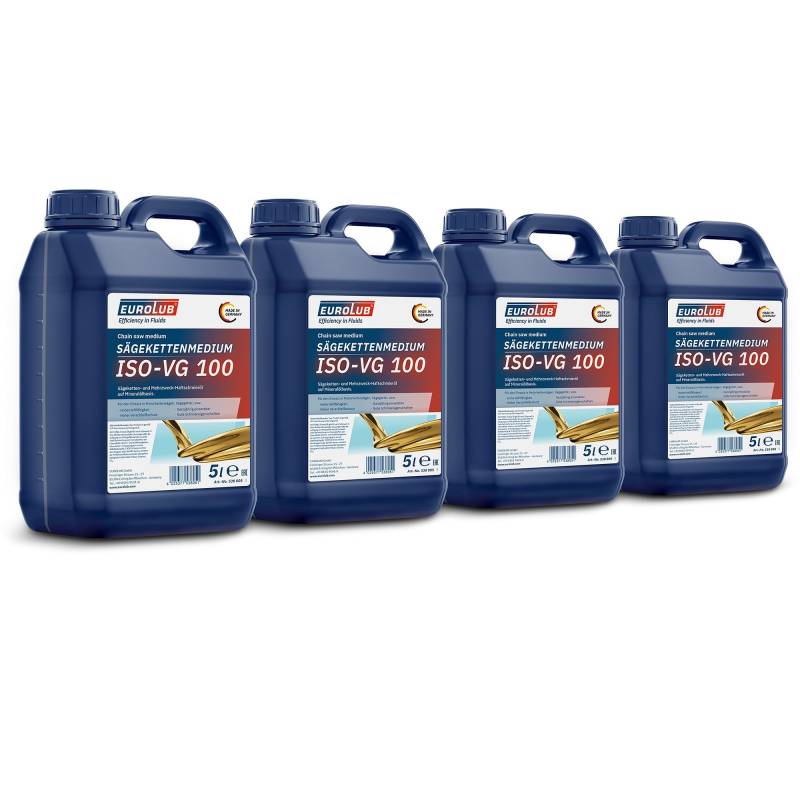 4x 5 L = 20 LITER EUROLUB SÄGEKETTENMEDIUM ISO-VG 100 HAFT-ÖL KETTENSÄGEN-ÖL von EUROLUB