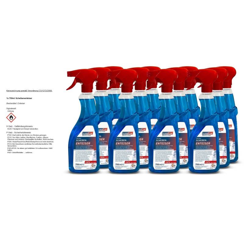 EUROLUB 12x Scheibenenteiser Sprühflasche 750ml 813750 von EUROLUB