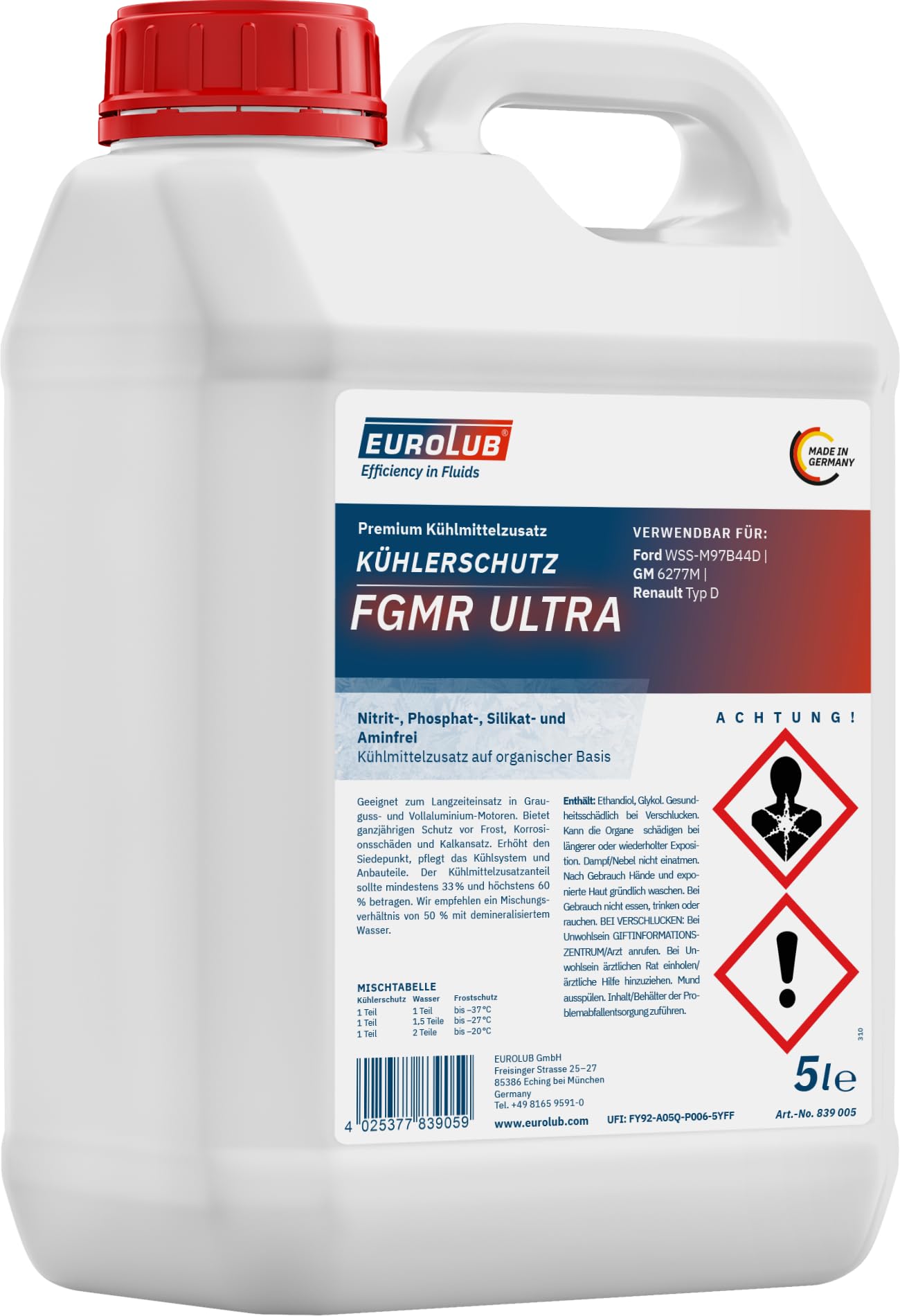 EUROLUB 839005 Kühlerschutz FGMR Ultra, 5 Liter von EUROLUB