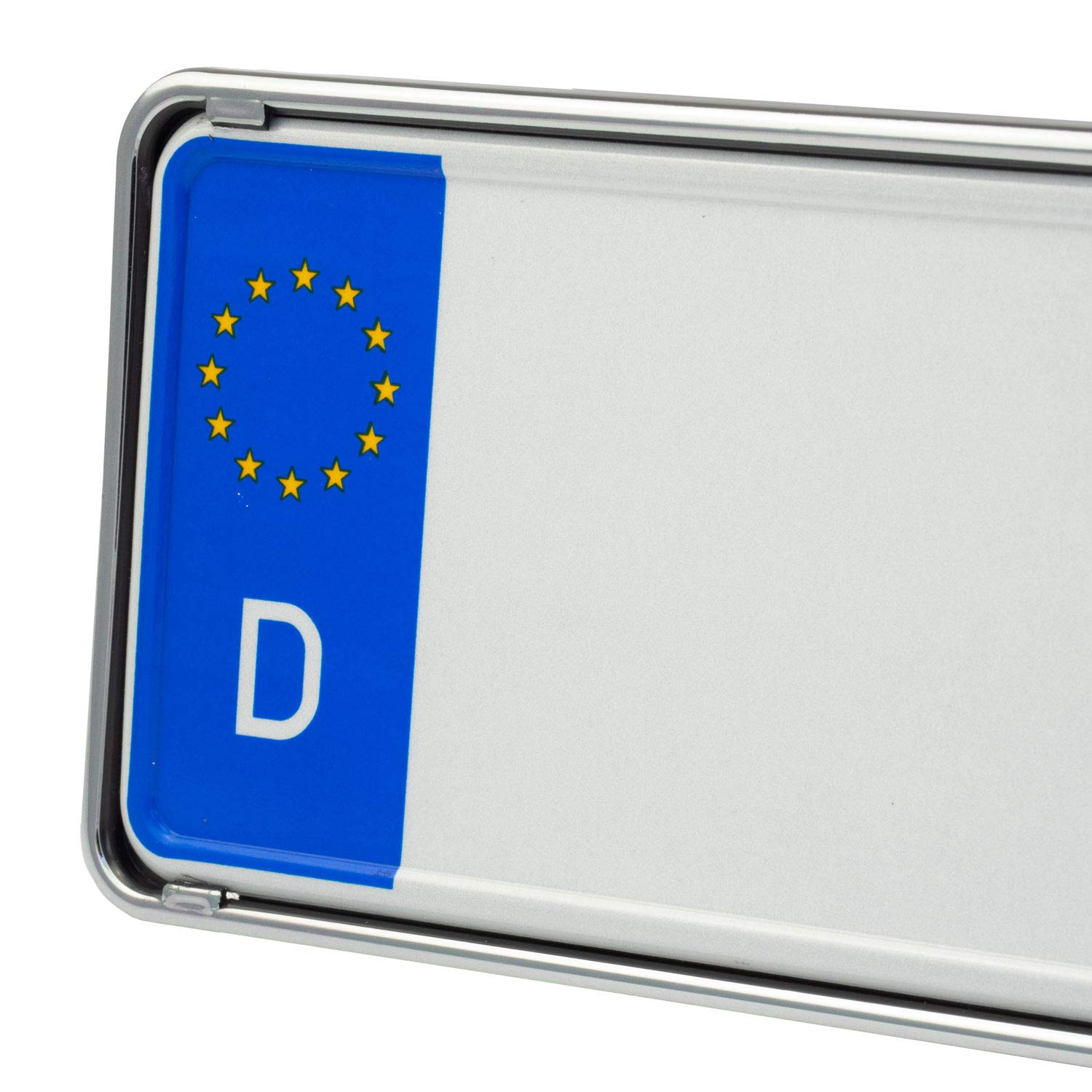 EUROSNAP Auto Kennzeichenhalter Chrom 2er Set Inklusive Montageanleitung - für Deutschland - Dezenter KFZ Kennzeichenrahmen - Universal PKW Nummernschildhalter von EUROSNAP