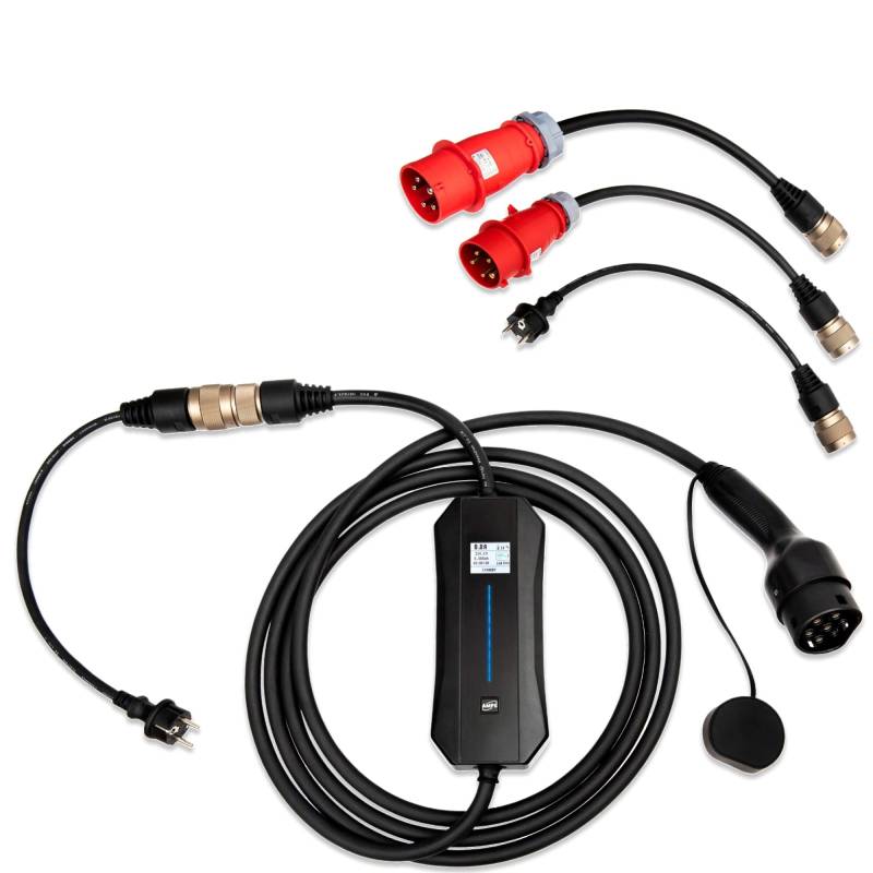 Teison Mobile Wallbox Ladestation für EV Elektroautos mit Automatischer Adaptererkennung - 22kW / 11kW / 7,2kW / 3,6kW EU Adapter Traveller Set CEE32, CEE16, Schuko - universell und vielseitig von EV Teison