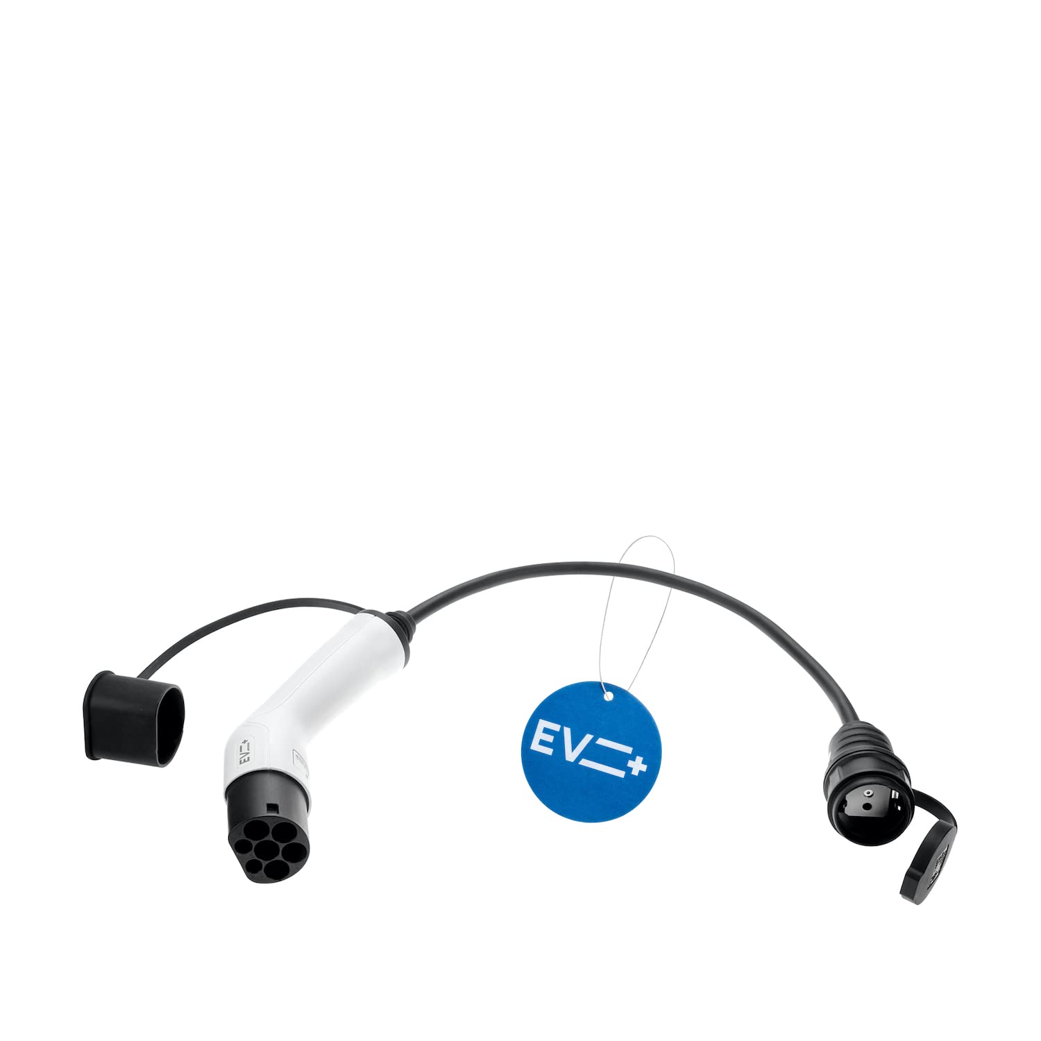 EV + Adapter für Elektrofahrzeug Ladekabel - Typ 2 IEC 62196 auf Schuko Stecker Ladegerätadapter - 1-Phase 16A (3,6 kW) Schwarz/Weiß-Steckverbinder IP44… von EV +