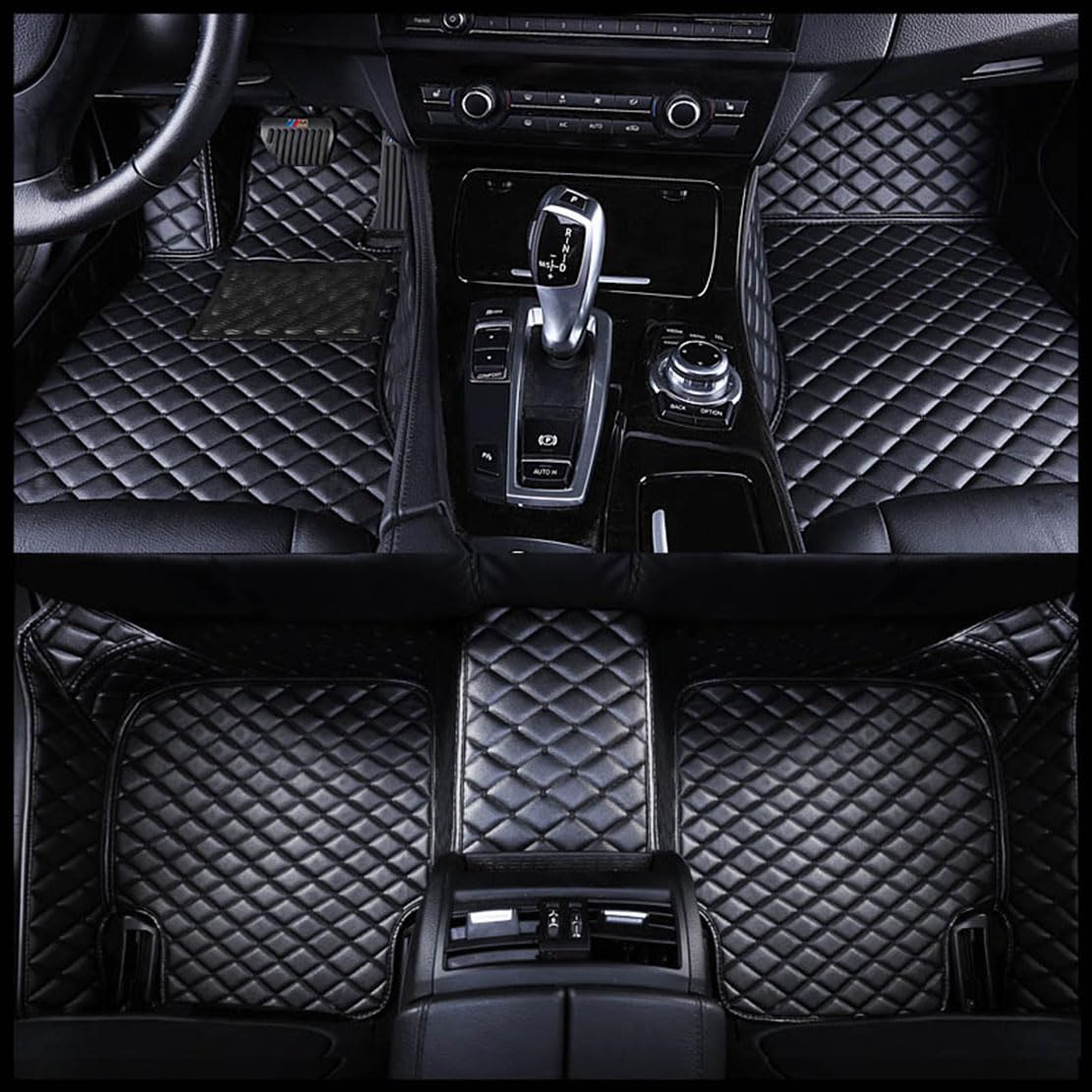 Universal Foot Pad Car Lederbodenmatten, kompatibel mit Audi Q2 2017-2023.,A-Black von EVANEM
