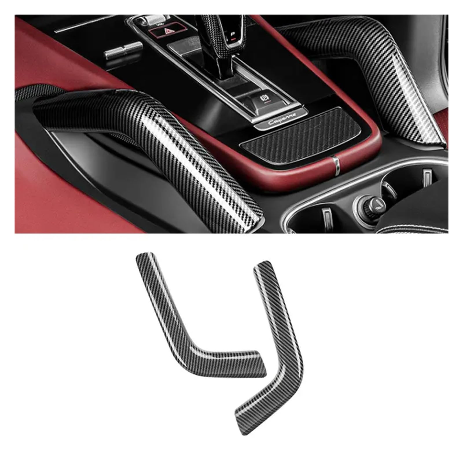 Getriebe Panel Trim Für Cayenne 2018 2019 2020 2021 2022 2023 2024 Auto Zubehör Inneren Zentralen Griff Türgriffe Panel Pull Trim Abdeckung Mittelkonsole Frame(Central Handle 2pcs) von EVEKHAHHRB