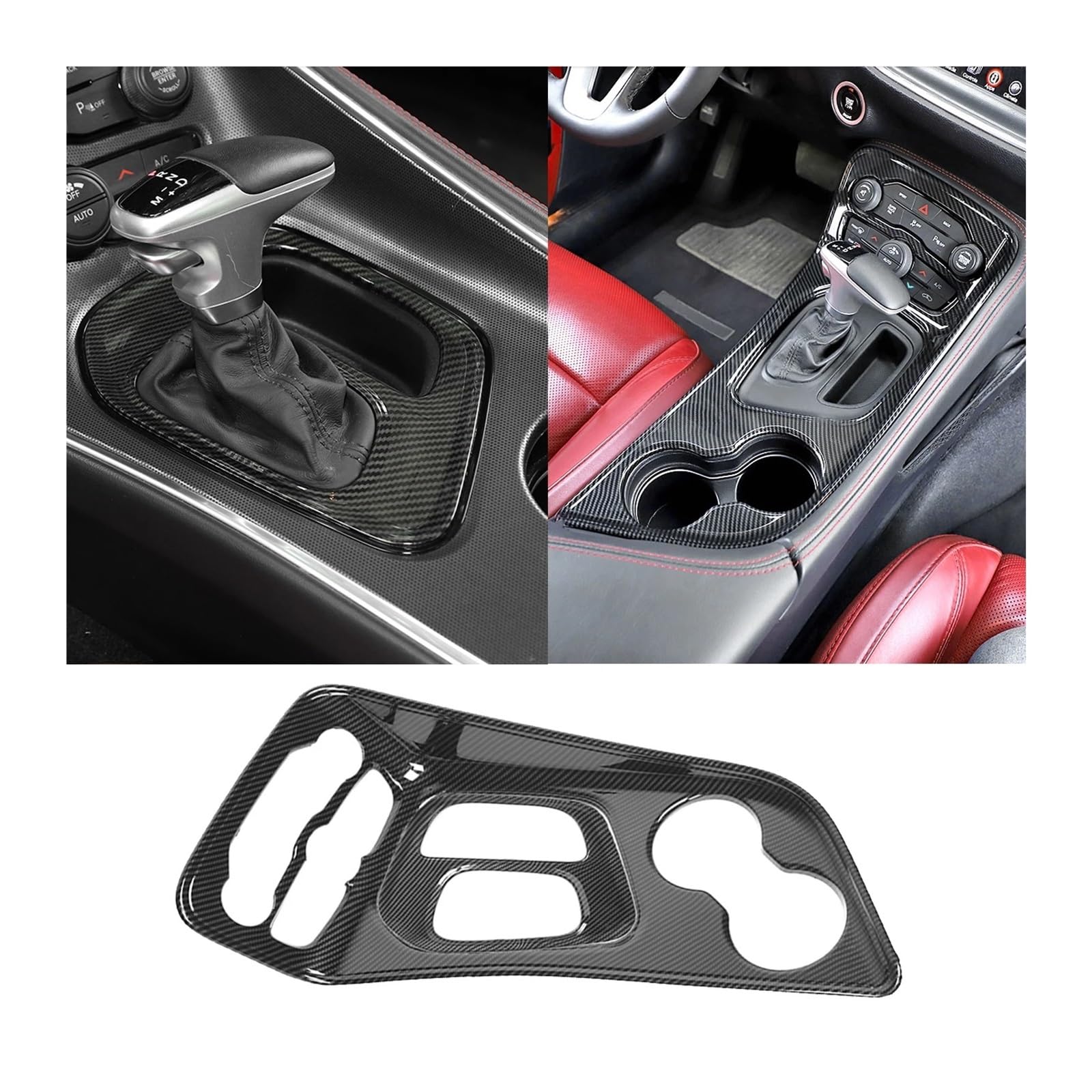 Getriebe Panel Trim Für Dodge Für C&hallenger 2015 2016 2017 2018 2019 2020 2021 2022 Auto Center Console Gear Shift Panel Dekoration Abdeckung Aufkleber Trim Mittelkonsole Frame(Carbon Fiber 2Pieces) von EVEKHAHHRB