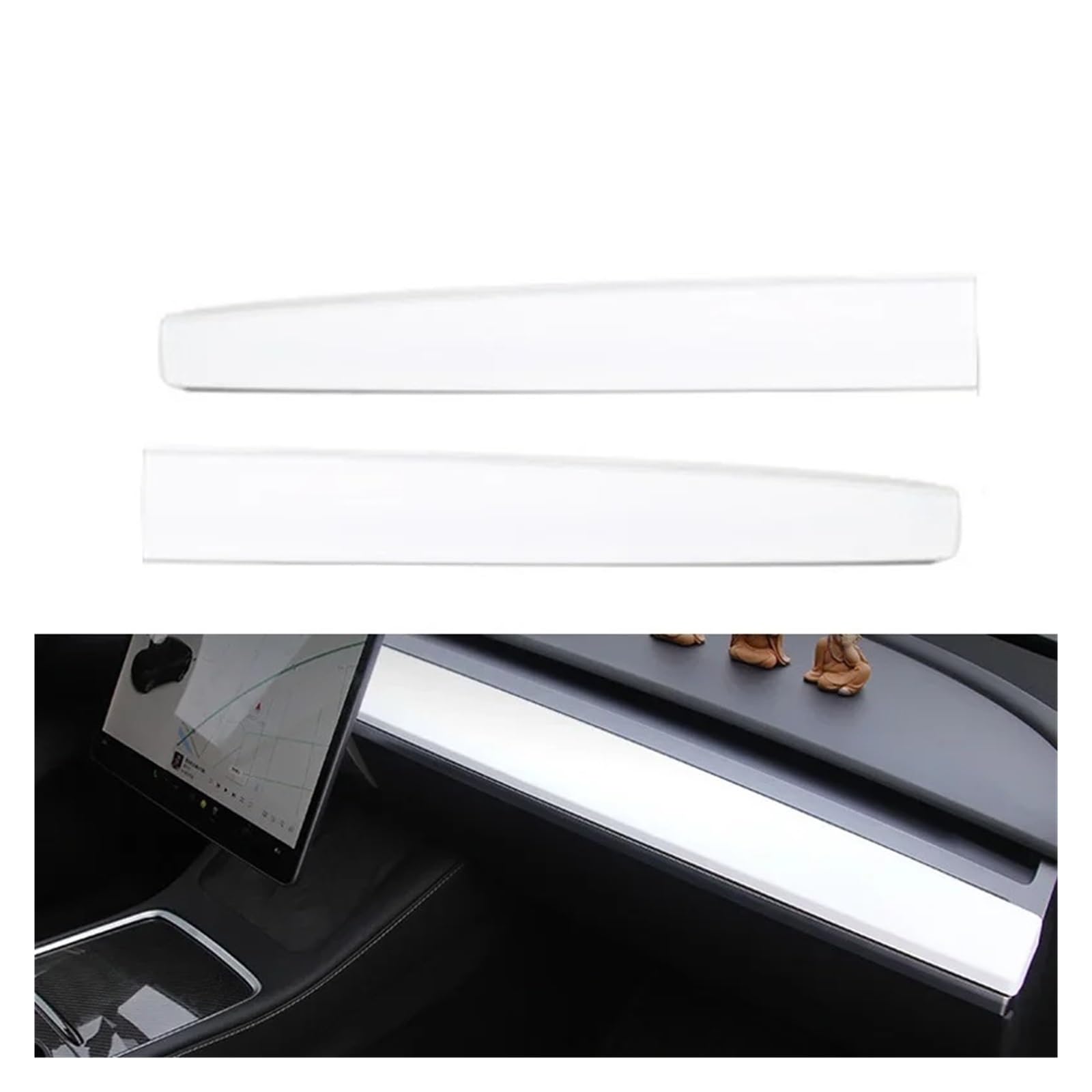 Getriebe Panel Trim Für Tesla Für Modell 3 Für Modell Y 2021 2022 2023 Auto Dashboard Panel Aufkleber Center Konsole Tür Dekor Trim Mittelkonsole Frame(Dashboard 1 Pair Matte White) von EVEKHAHHRB