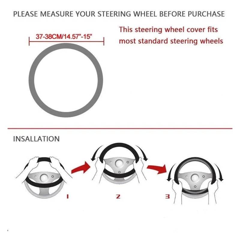 Lenkrad Abdeckung 37-38 cm Für S Für Linie S3 S4 S5 S6 RS3 RS4 Q3 Q5 Q7 Q8 Für T&t A3 A4 A5 A6 A7 A8 Nicht-Slip Atmungsaktive Auto Lenkrad Abdeckung Lenkradhülle(1) von EVEKHAHHRB