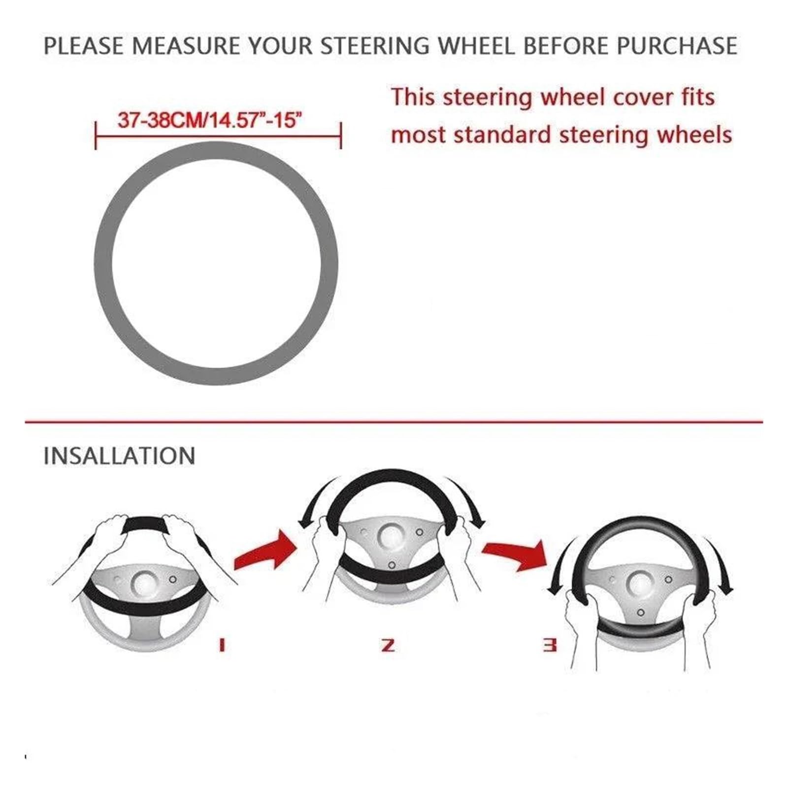 Lenkrad Abdeckung 37-38 cm Für S Für Linie S3 S4 S5 S6 RS3 RS4 Q3 Q5 Q7 Q8 Für T&t A3 A4 A5 A6 A7 A8 Nicht-Slip Atmungsaktive Auto Lenkrad Abdeckung Lenkradhülle(3) von EVEKHAHHRB