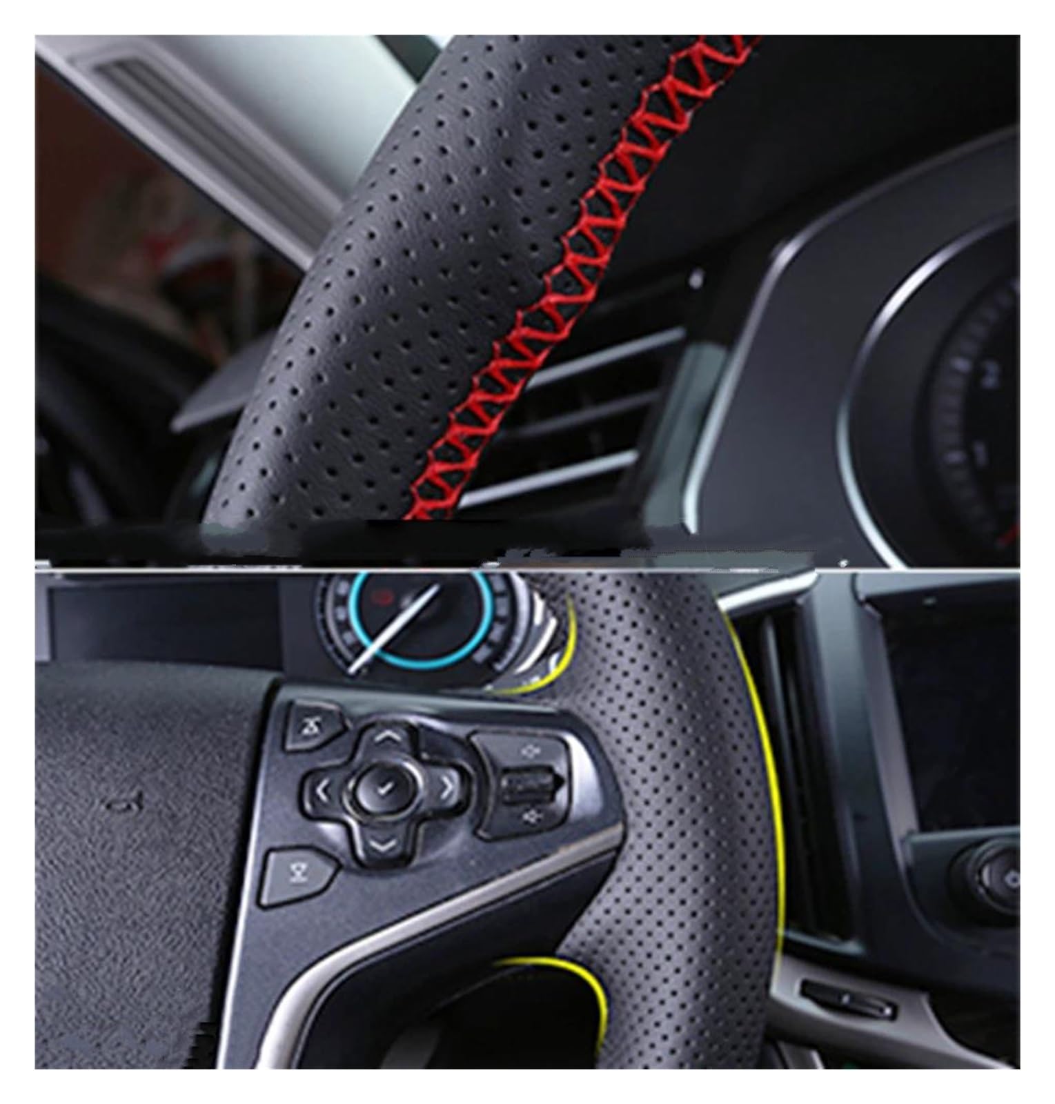 Lenkrad Abdeckung Für F30 316i 320i 328i DIY Anti-Slip Atmungsaktive Mikrofaser Leder Auto Lenkrad Abdeckung Auto Zubehör Lenkradhülle(Bl Thread) von EVEKHAHHRB